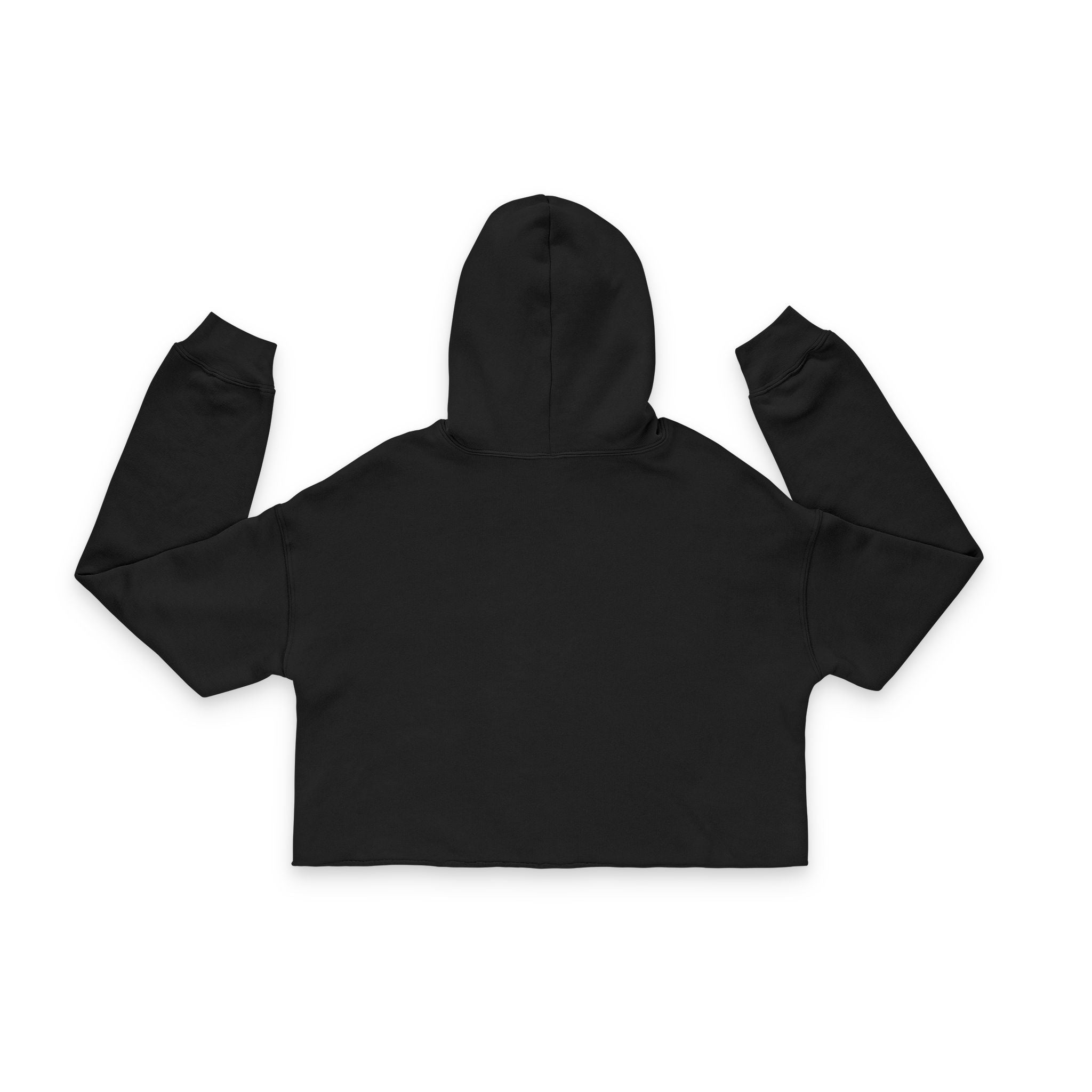 Women's Black Floral Butterfly Spring Quote Cotton Blend Crop Hoodie