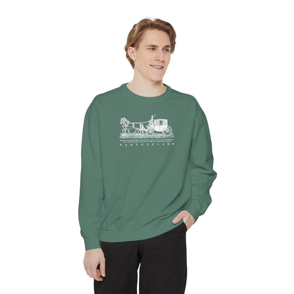 Unisex Navy Vintage Carriage Graphic Cotton Blend Sweatshirt