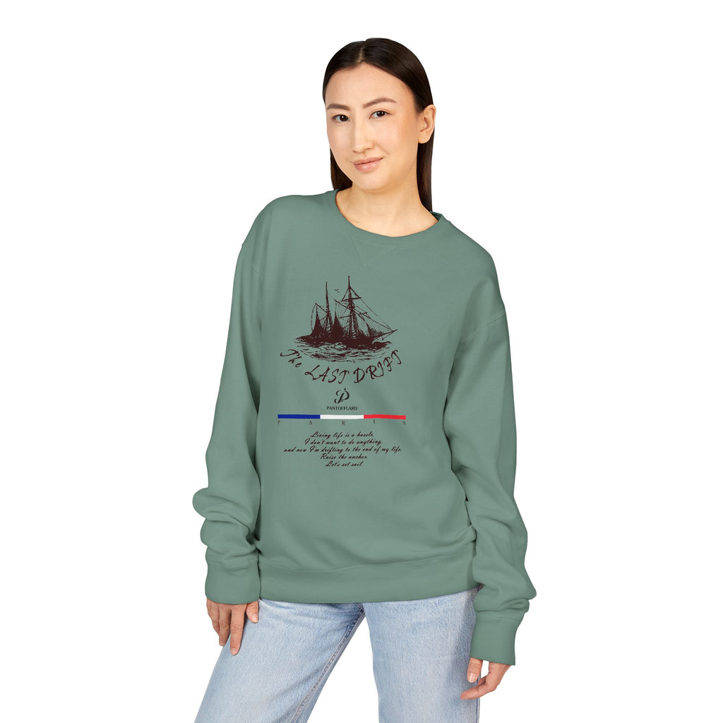 Old Money Nautical Heritage Crewneck - The Last Drift I (Paris Aesthetic Garment-Dyed Sweatshirt)