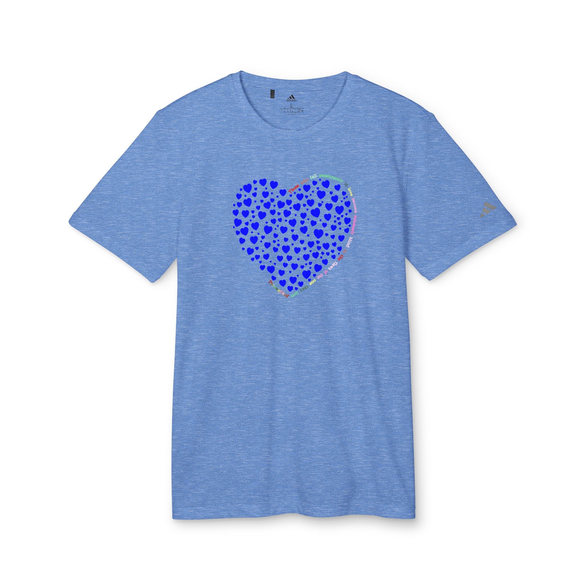 Camiseta Deportiva Unisex Adidas® con Diseño de Corazón Azul