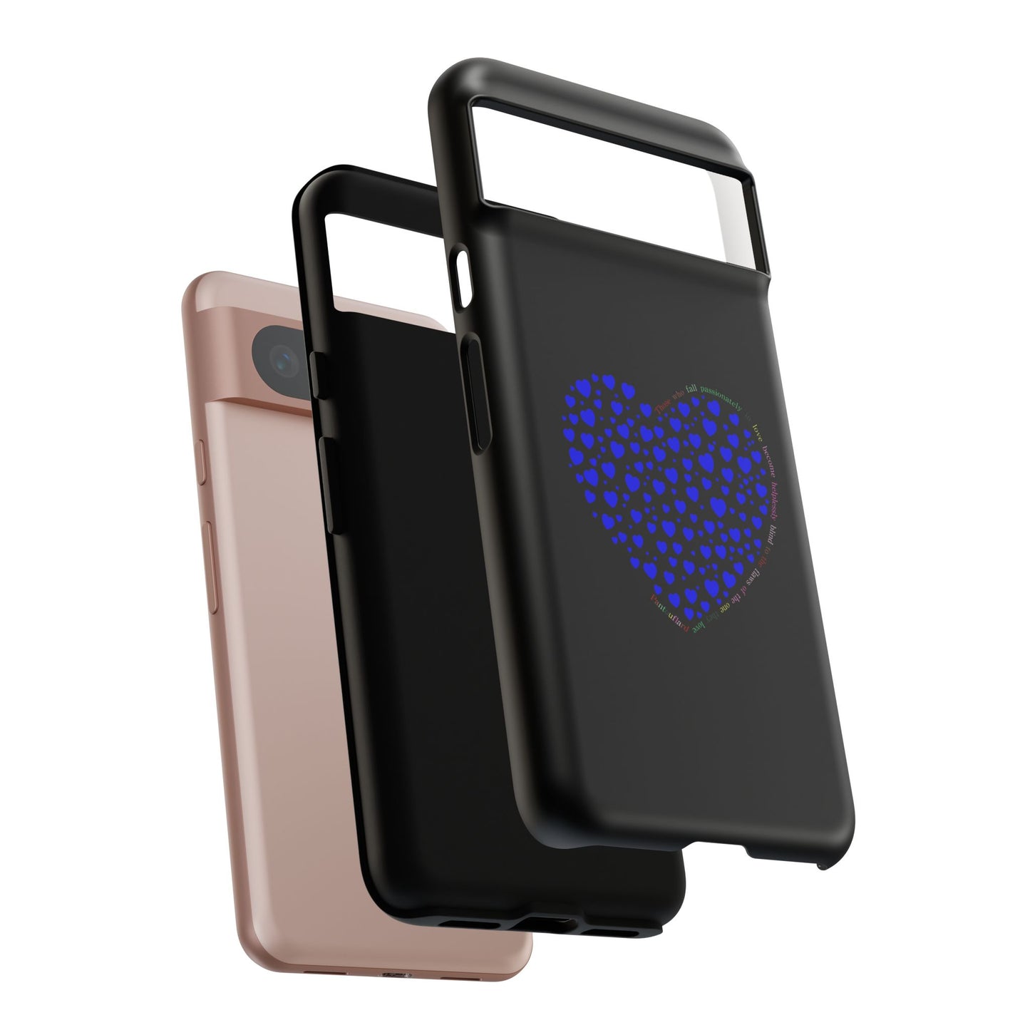 Fundas de corazón azul para teléfonos iPhone, Galaxy, Google Pixel (54 tipos)