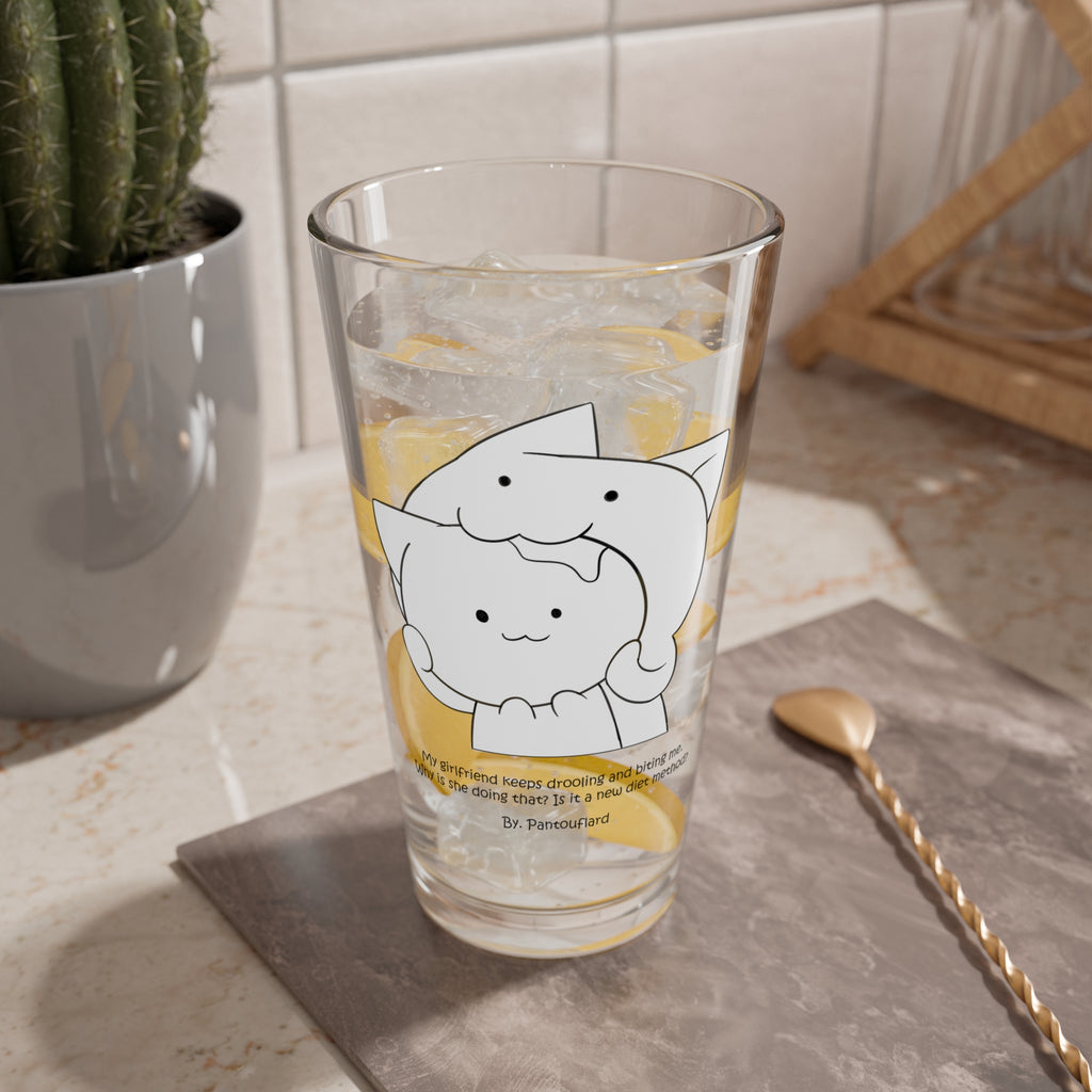 Clear Pantouflard 'Biting Cat' Comic Solid Glass Mixer