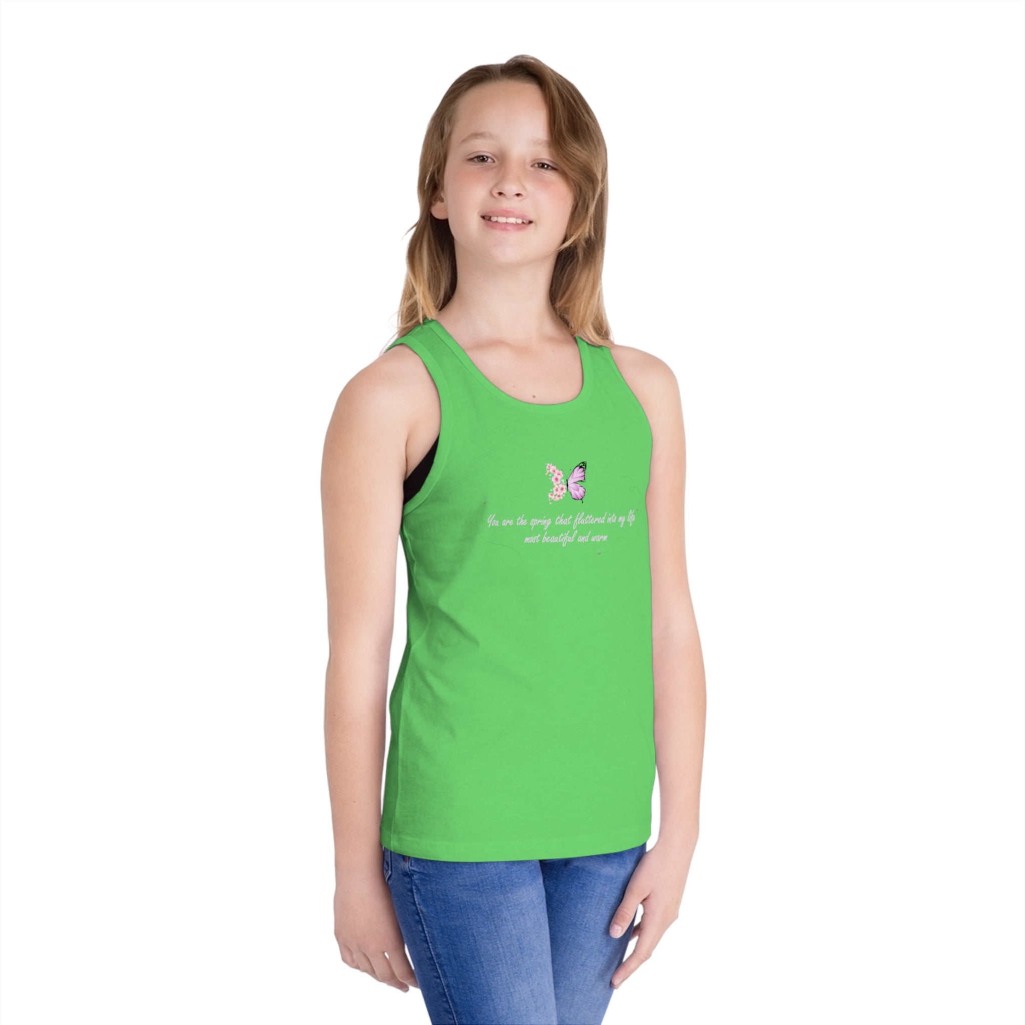 Kid's Black Floral Butterfly Spring Quote 100% Cotton Tank Top