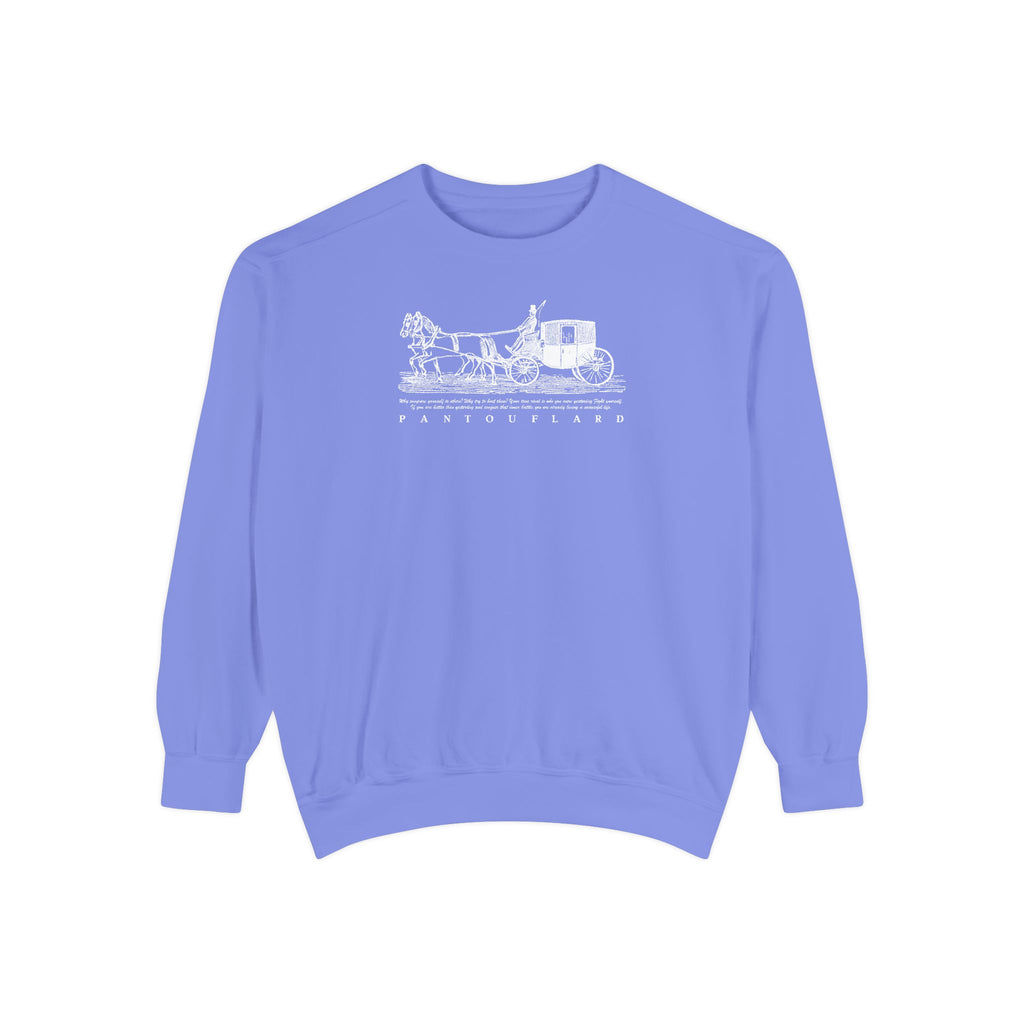Unisex Navy Vintage Carriage Graphic Cotton Blend Sweatshirt