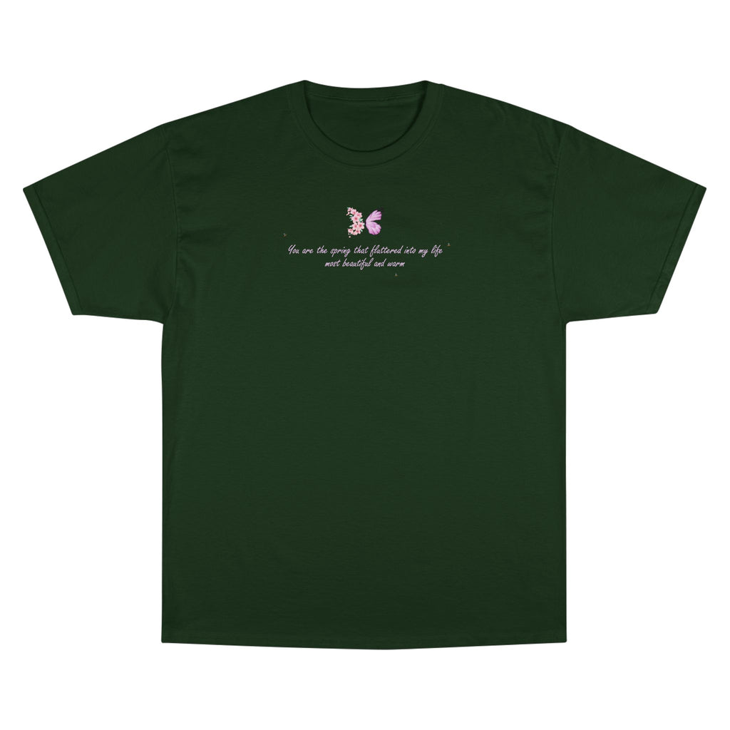 Unisex White Floral Butterfly Spring Quote 100% Cotton Champion T-Shirt