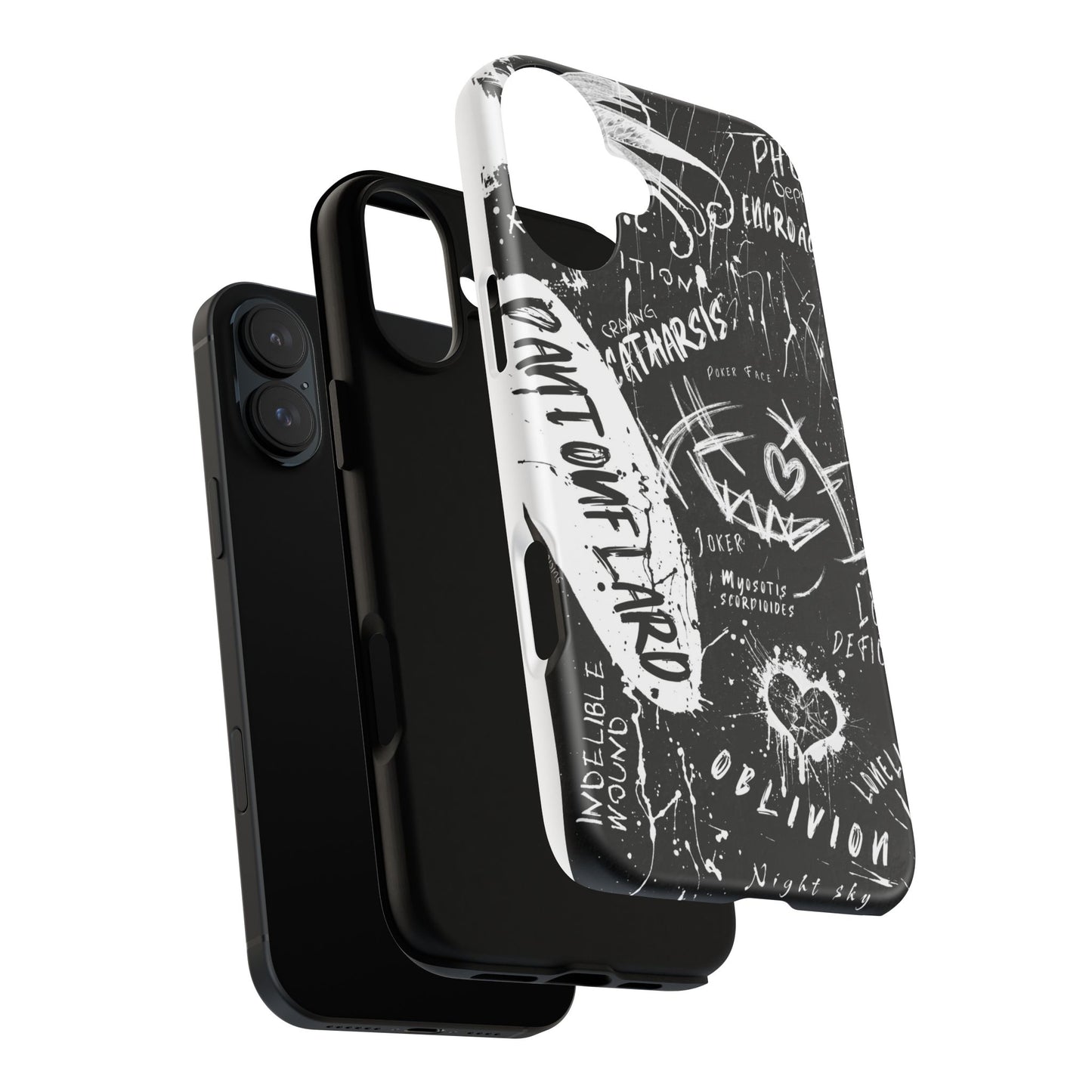 Fundas resistentes: funda atrevida para iPhone, Galaxy, Google Pixel, diseño de grafiti negro, estética urbana, regalo para amantes del arte, accesorios de teléfono modernos, estilo callejero