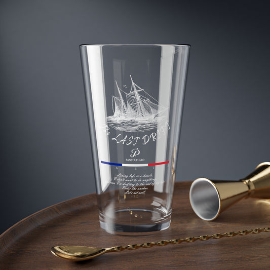 Nautical Mixing Glass, 16oz | Vintage Sailboat Design | Perfect for Cocktails, Gift for Sailors, Home Bar Decor