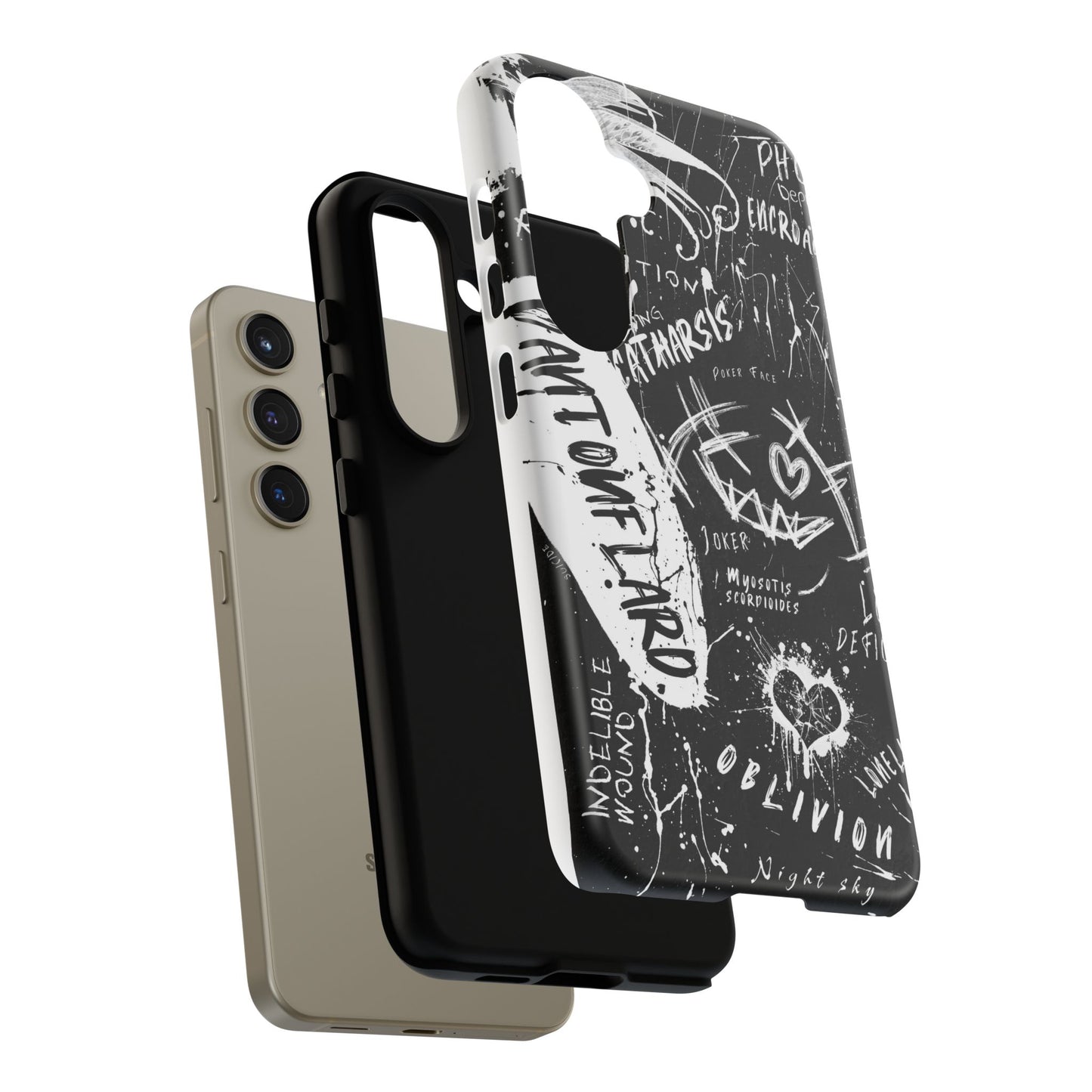 Fundas resistentes: funda atrevida para iPhone, Galaxy, Google Pixel, diseño de grafiti negro, estética urbana, regalo para amantes del arte, accesorios de teléfono modernos, estilo callejero