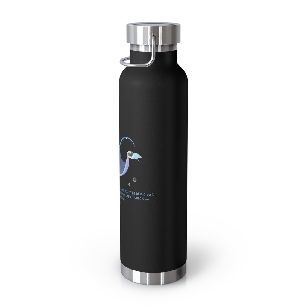 Cyan Blue Cute Stingray Eating Crab Quote 22oz Copper Vacuum Insulated Bottle