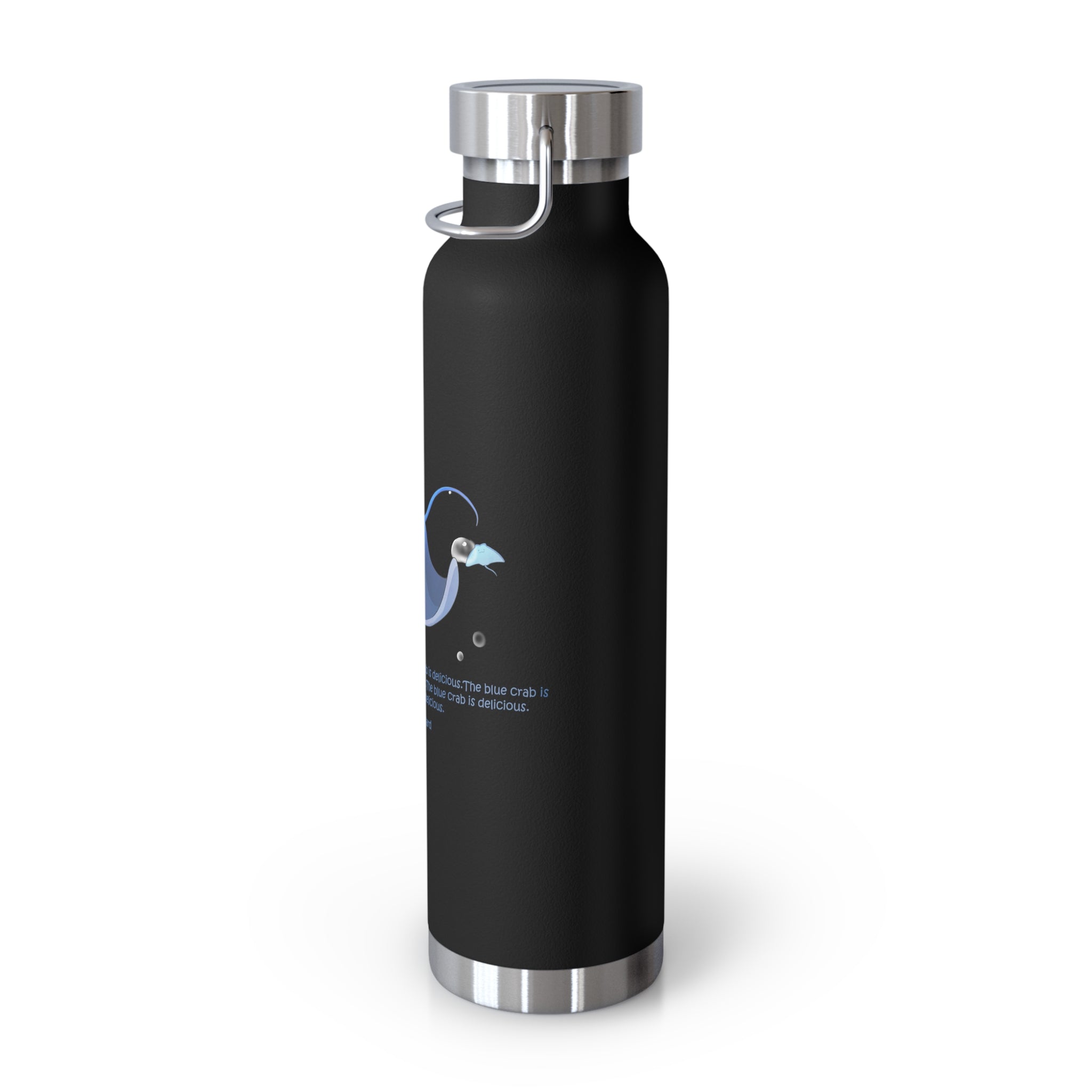 Cyan Blue Cute Stingray Eating Crab Quote 22oz Copper Vacuum Insulated Bottle