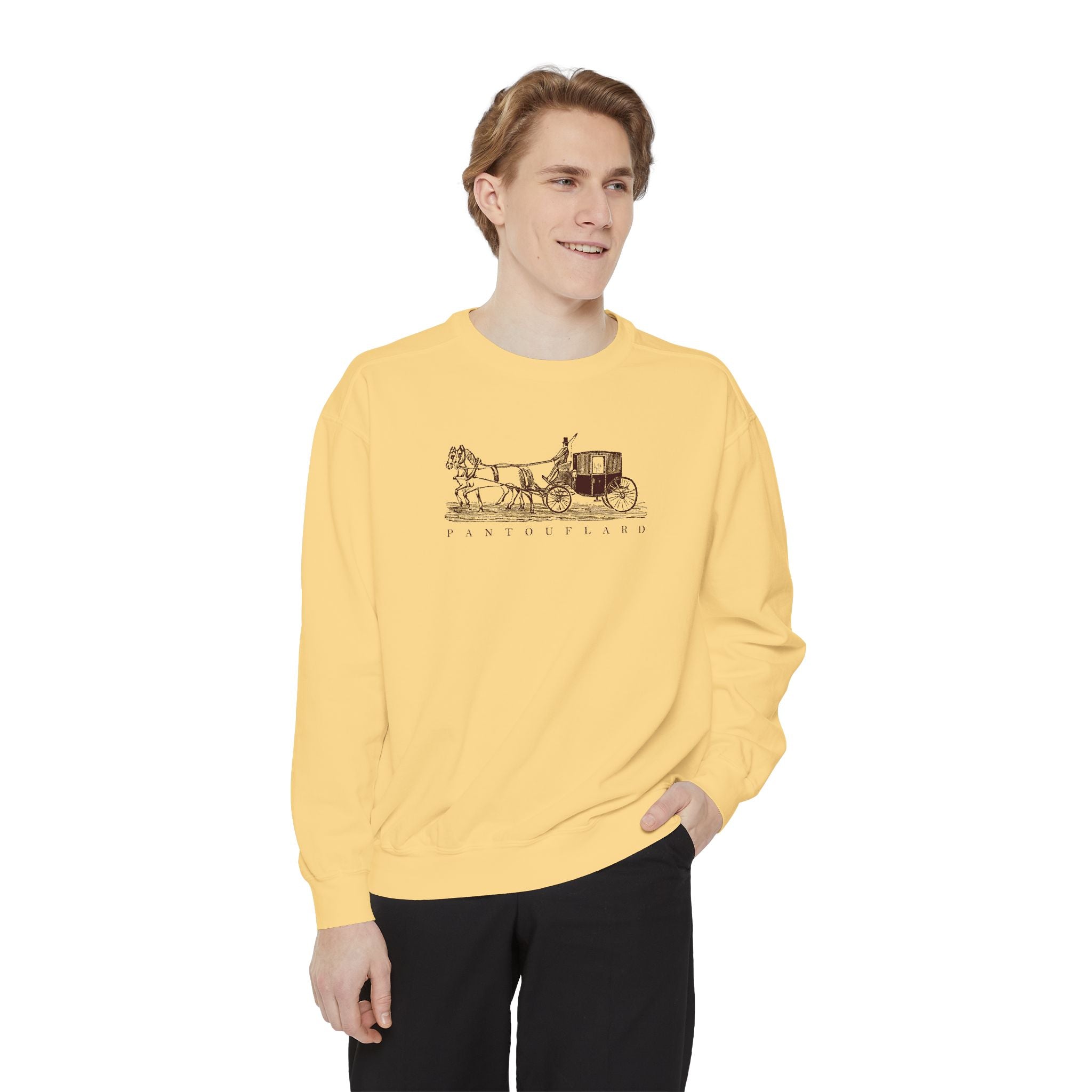 Unisex White Pantouflard Carriage Cotton Blend Sweatshirt