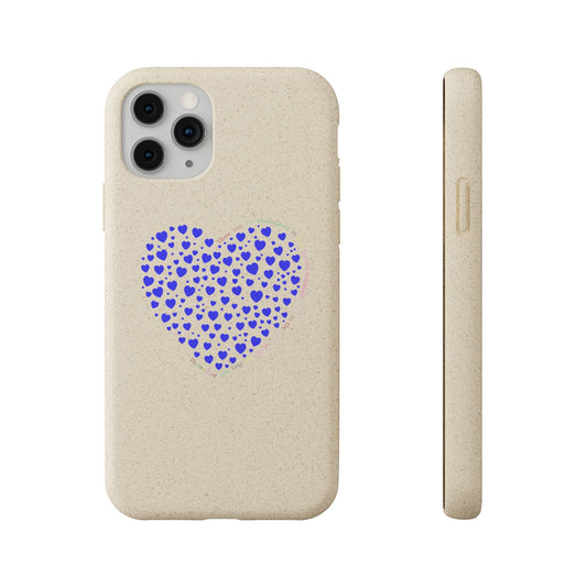 Biodegradable iPhone Case with Blue Heart Design