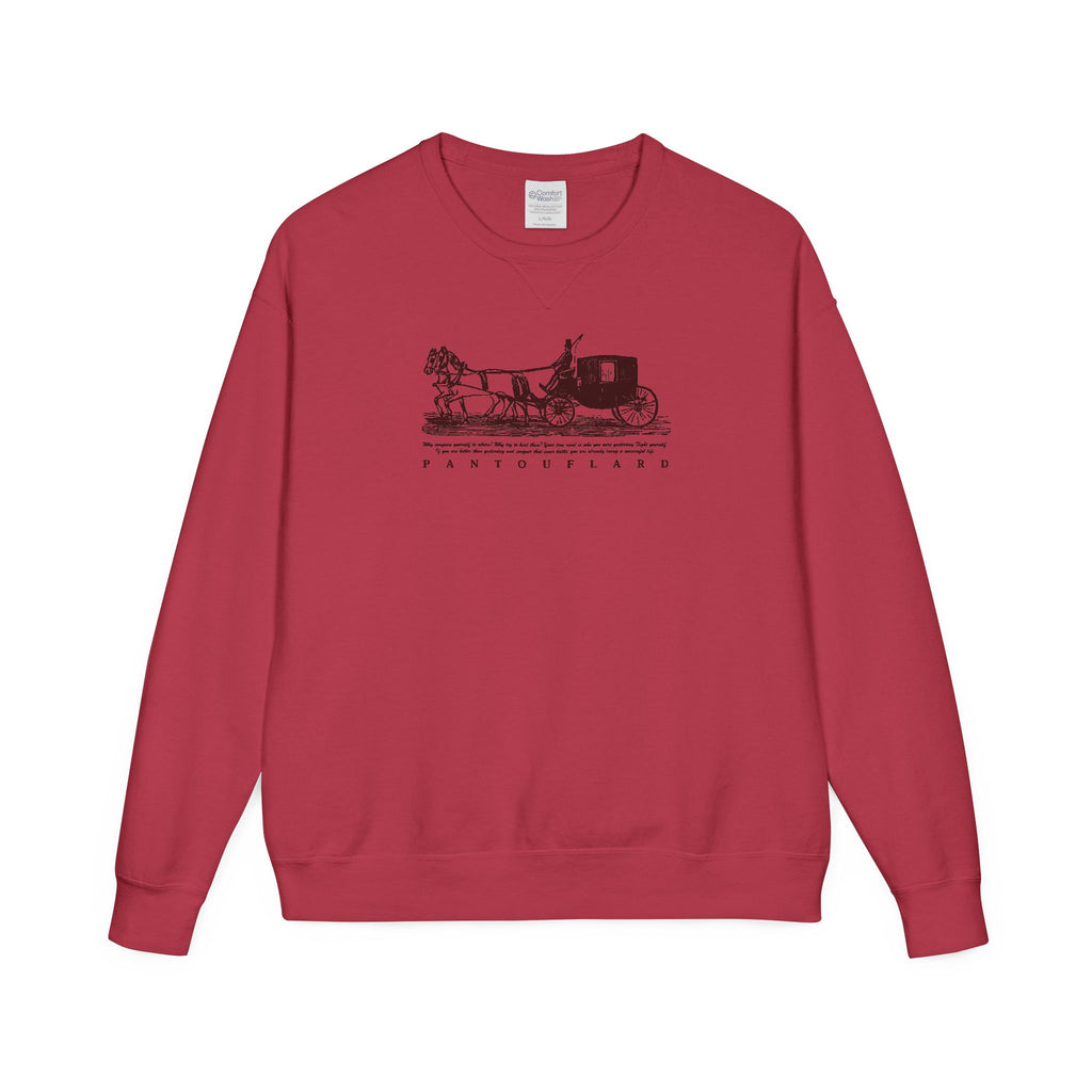 Old Money Equestrian Heritage Crewneck - The Nostalgic Journey I (Dark Academia Garment-Dyed Sweatshirt)