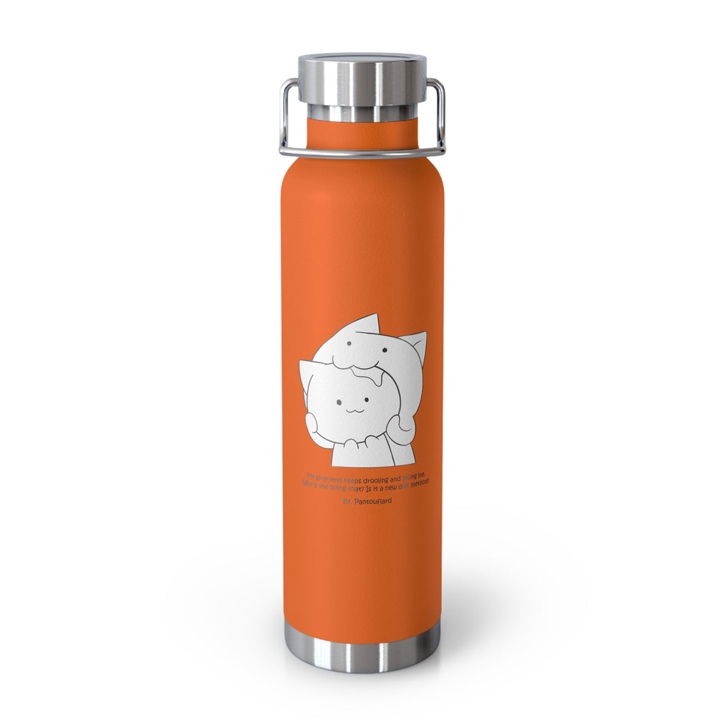Navy Blue Cute Biting Cats Quote 22oz Copper Vacuum Insulated Bottle