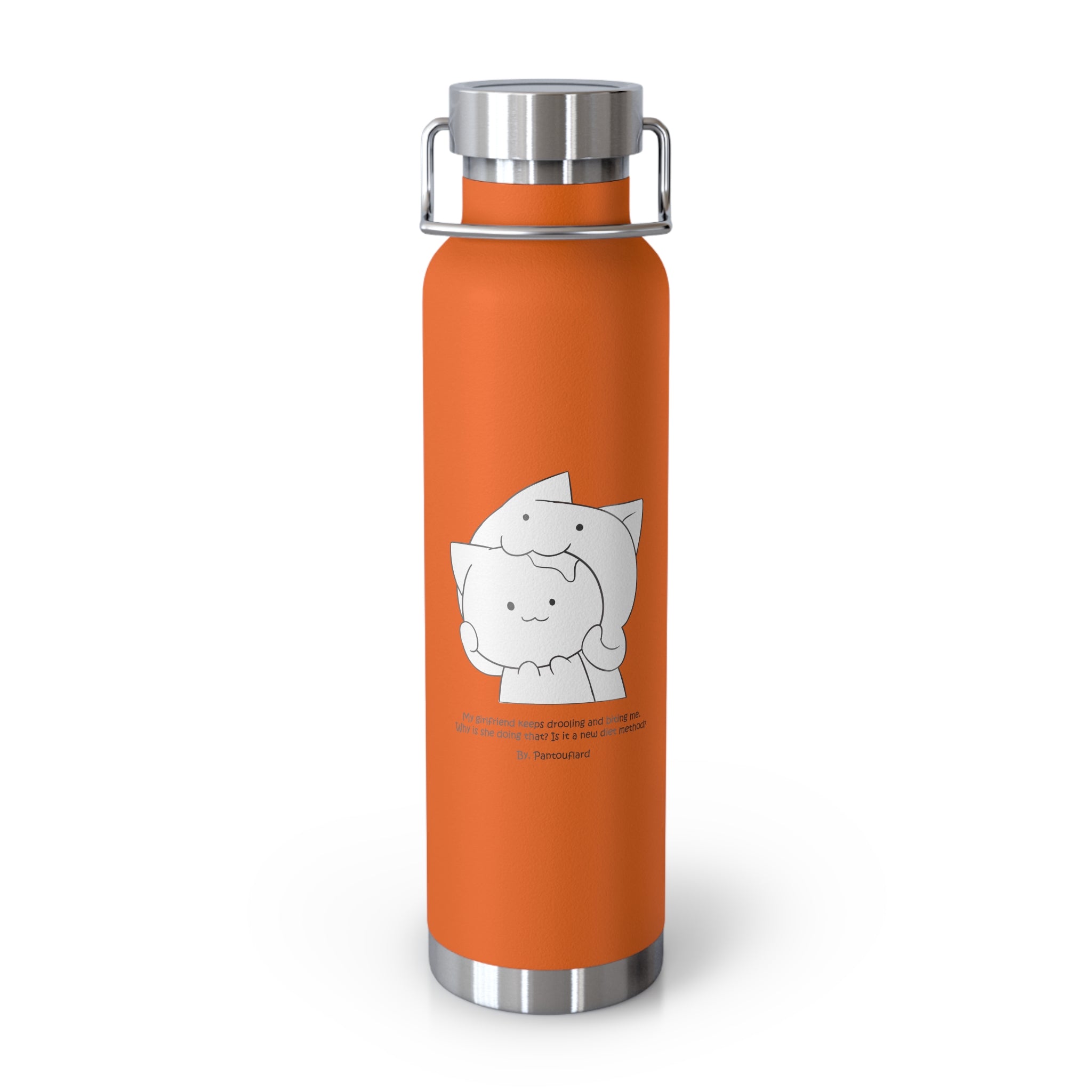 Navy Blue Cute Biting Cats Quote 22oz Copper Vacuum Insulated Bottle