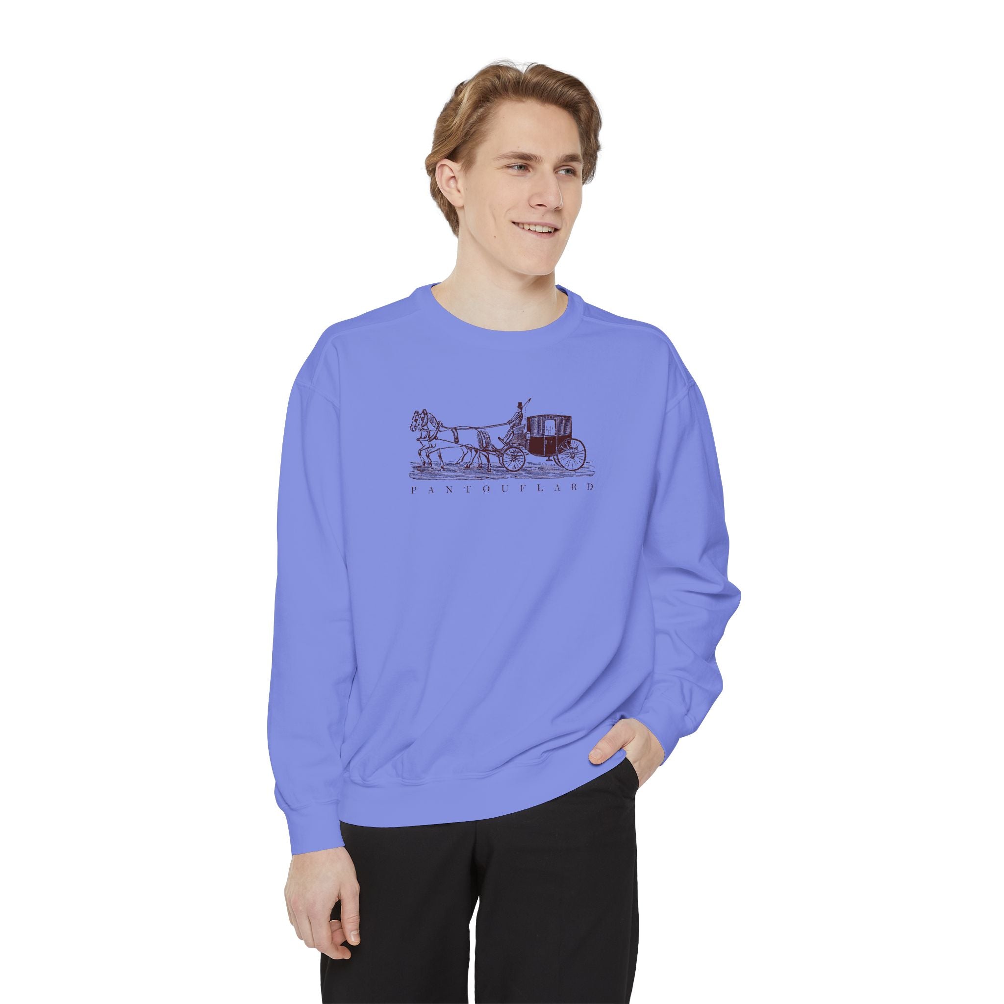 Unisex White Pantouflard Carriage Cotton Blend Sweatshirt