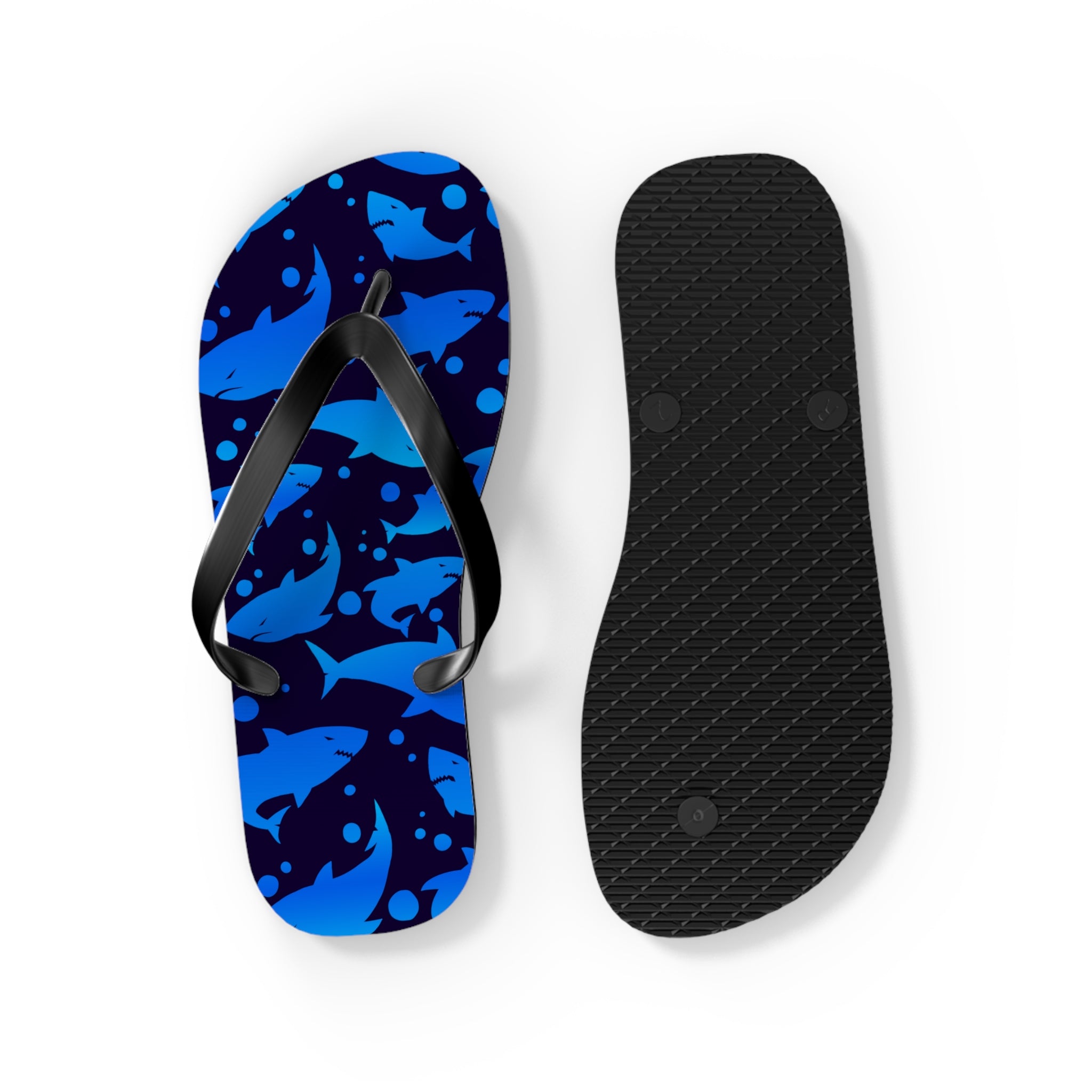 Unisex Navy Blue Shark Silhouette Pattern EVA Polyester Flip Flops