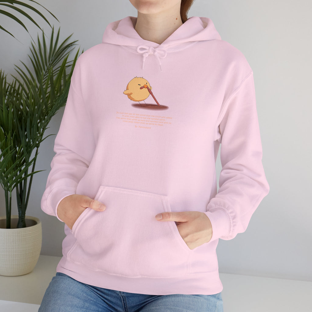 Kitsch Kawaii Chick & Worm Graphic Hoodie - The Quiet Victory (Aesthetic Streetwear Fleece)