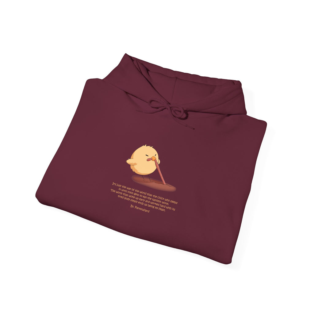 Kitsch Kawaii Chick & Worm Graphic Hoodie - The Quiet Victory (Aesthetic Streetwear Fleece)