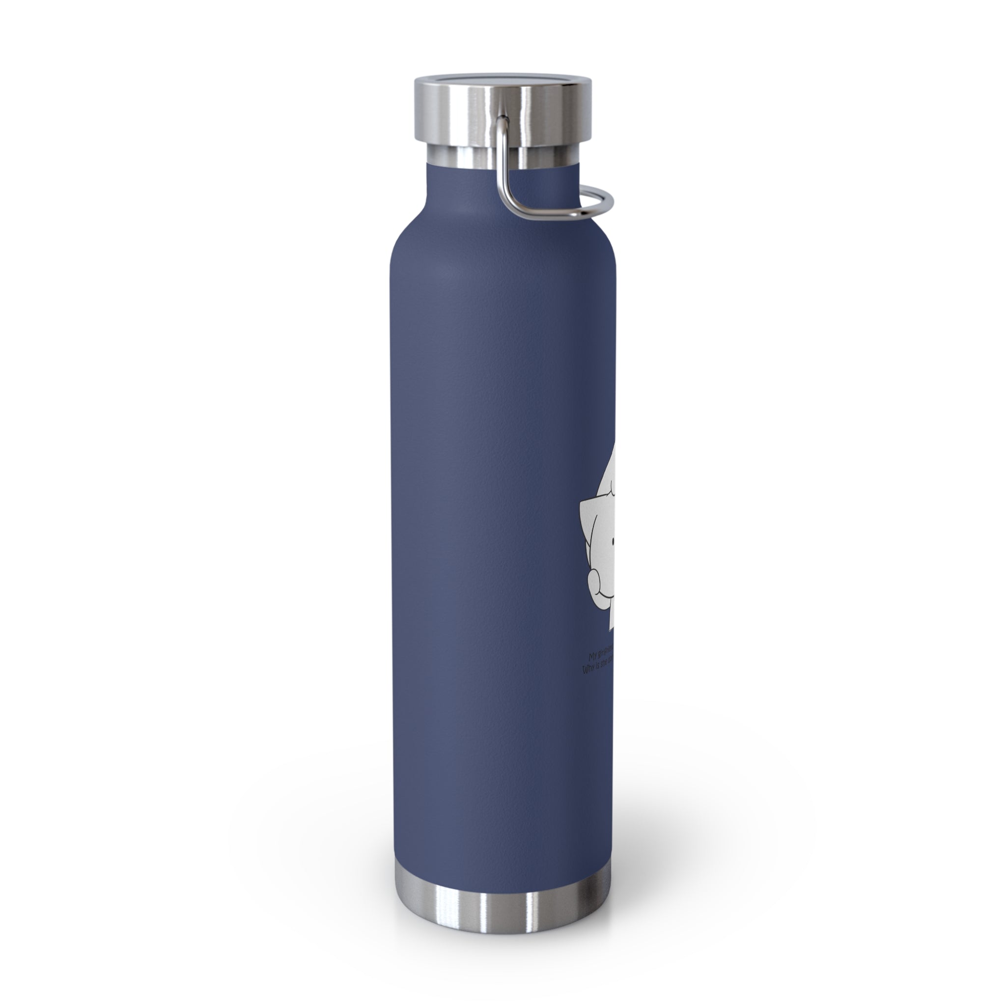 Navy Blue Cute Biting Cats Quote 22oz Copper Vacuum Insulated Bottle