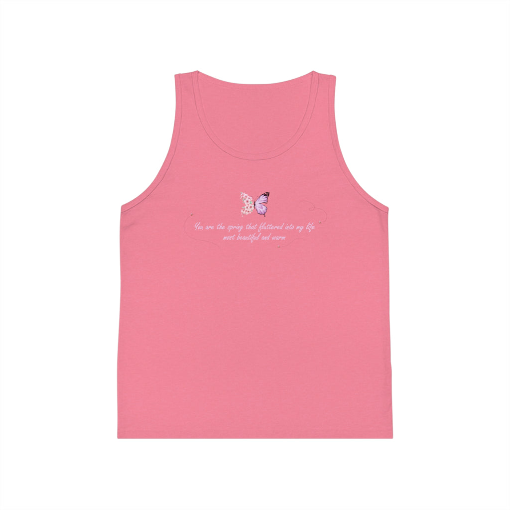 Kid's Black Floral Butterfly Spring Quote 100% Cotton Tank Top