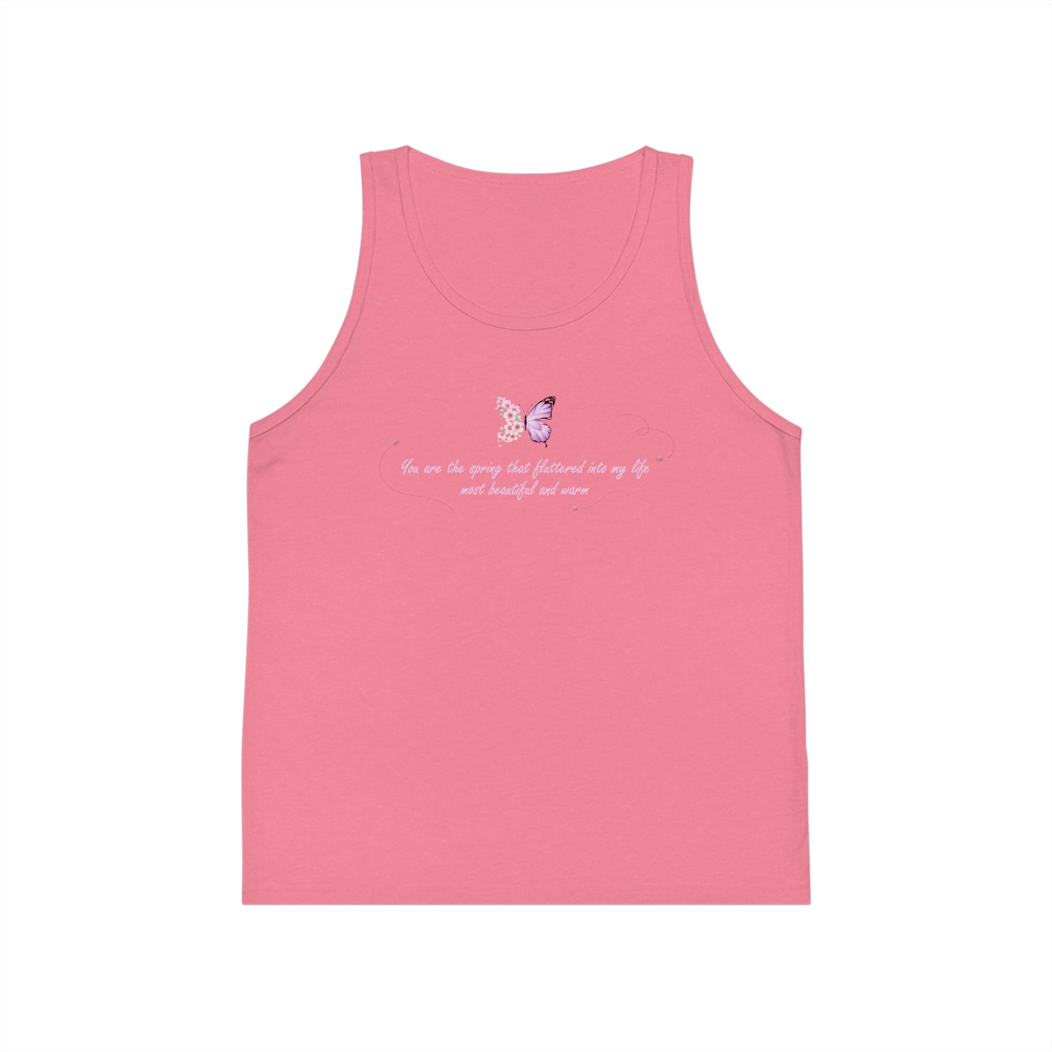 Kid's Black Floral Butterfly Spring Quote 100% Cotton Tank Top