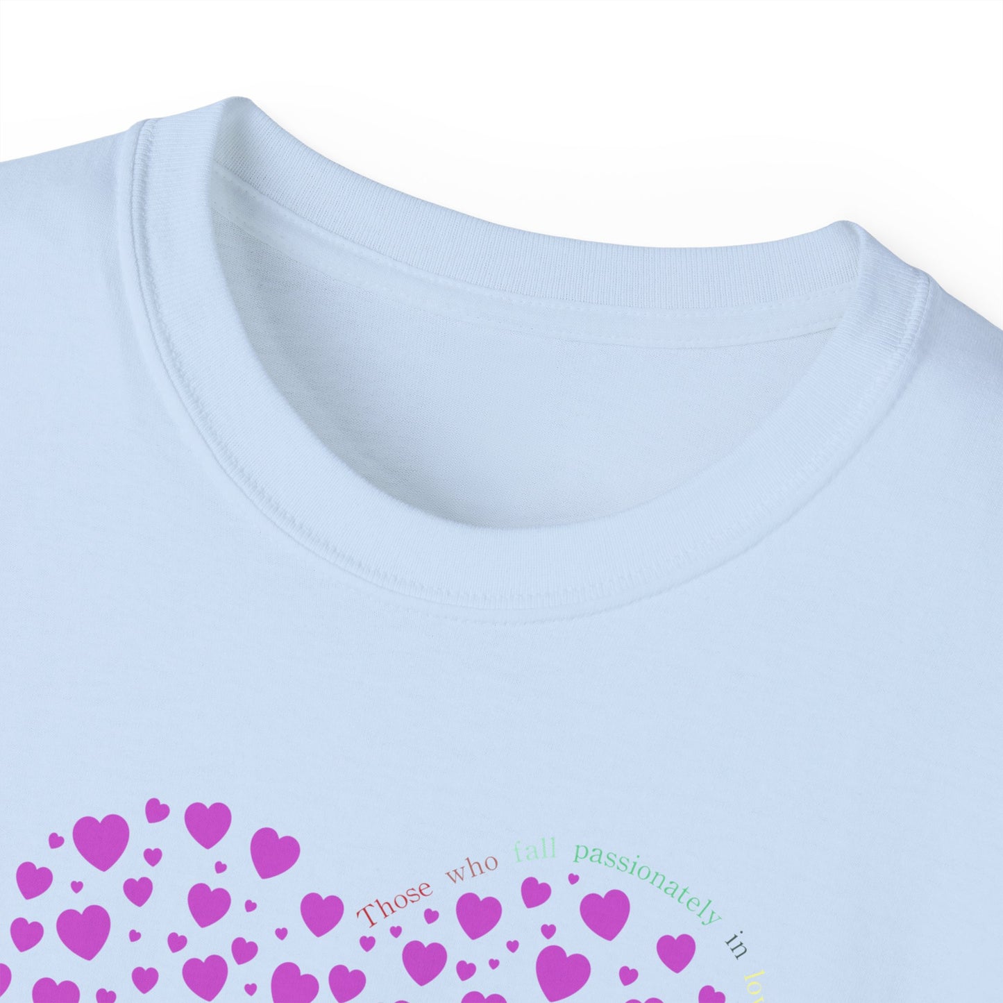 Powder Pink Heart Unisex short sleeved T-shirt