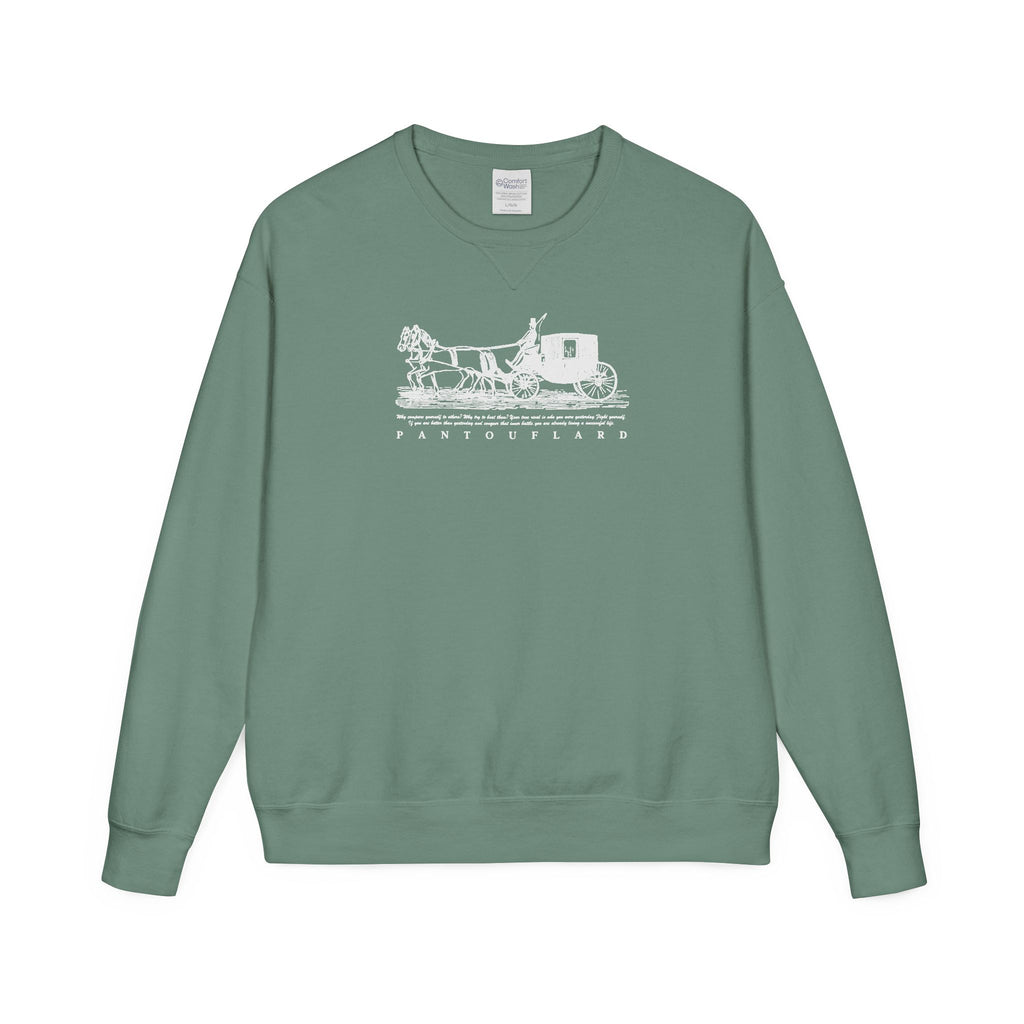 Old Money Equestrian Heritage Crewneck - The Nostalgic Journey II (Dark Academia Garment-Dyed Sweatshirt)