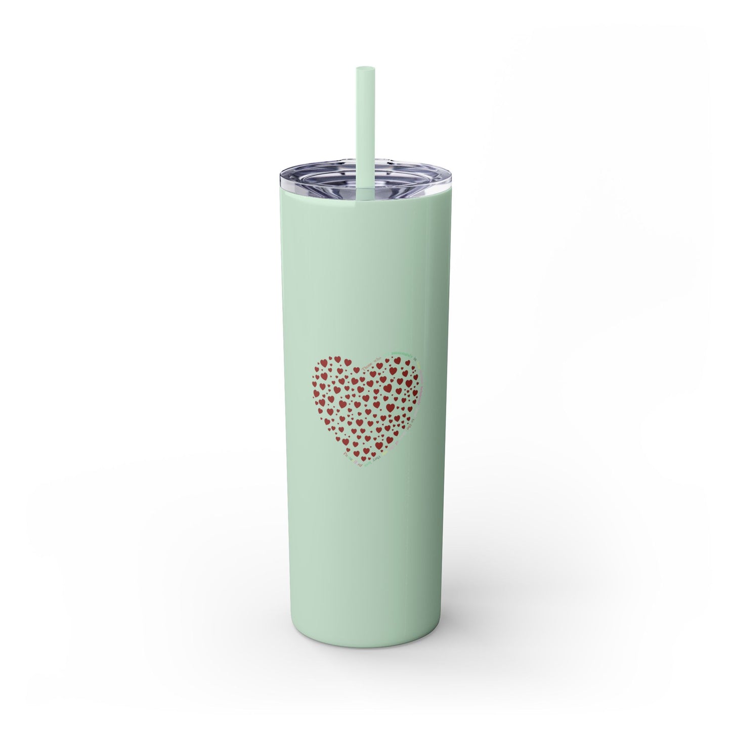 Red Heart Dot Skinny Tumbler | 20oz Reusable Travel Mug, Eco-Friendly Drinkware