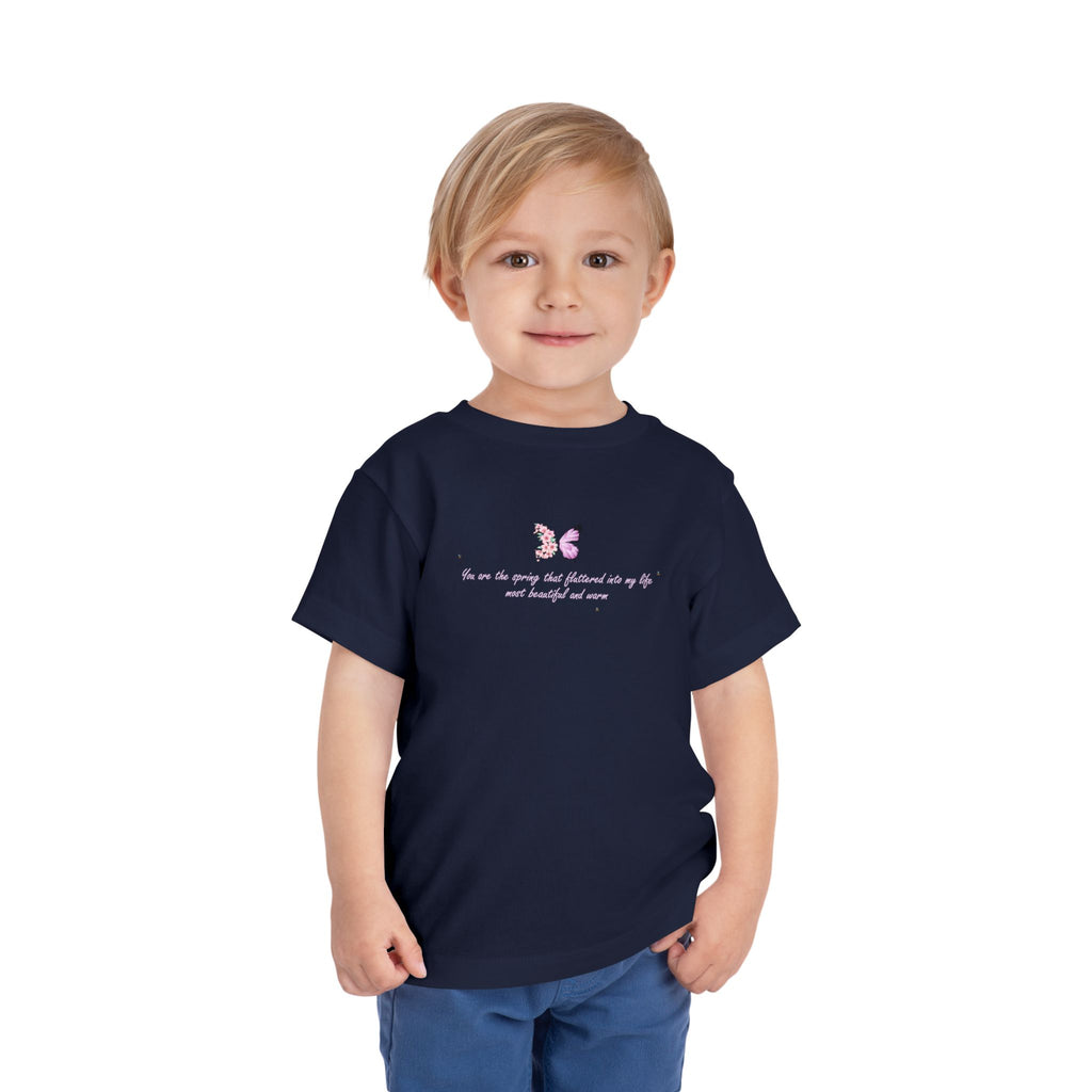 Toddler Yellow Floral Butterfly Spring Quote 100% Cotton Short Sleeve Tee