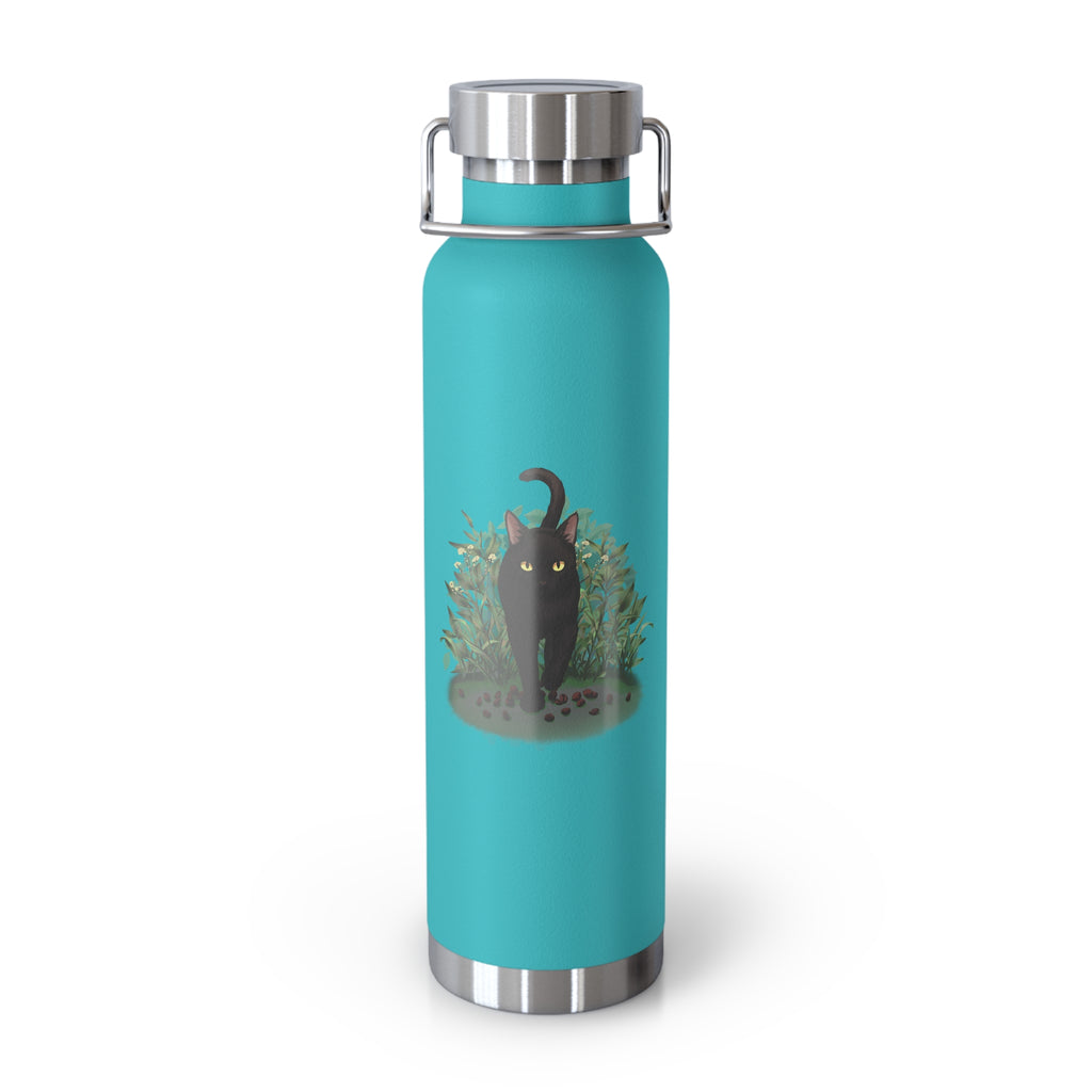 Black Mysterious Black Cat in Bushes 22oz Copper Vacuum Insulated Bottle