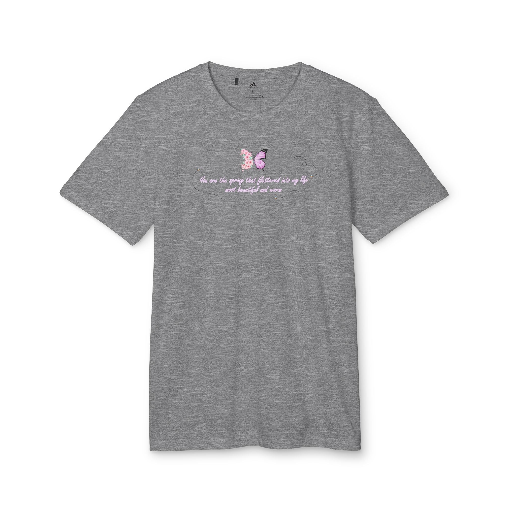 Unisex White Floral Butterfly Spring Quote 100% Recycled Polyester Adidas Sport T-Shirt