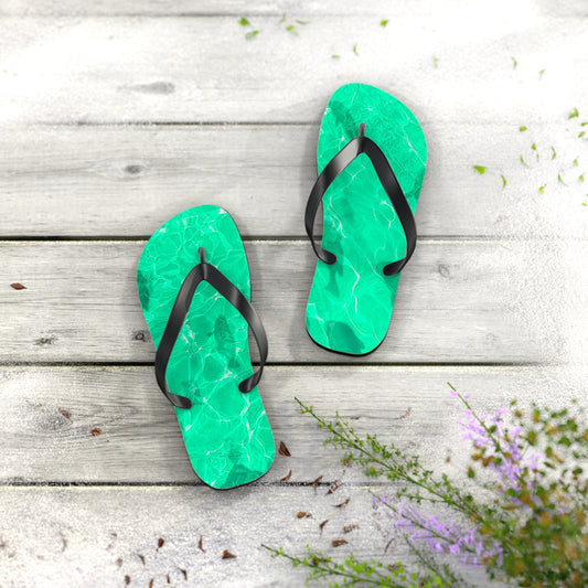 Emerald wave Stylish Tropical Flip Flops, Beach Footwear, Summer Sandals, Vacation Essentials, Pool Parties, Fun in the Sun