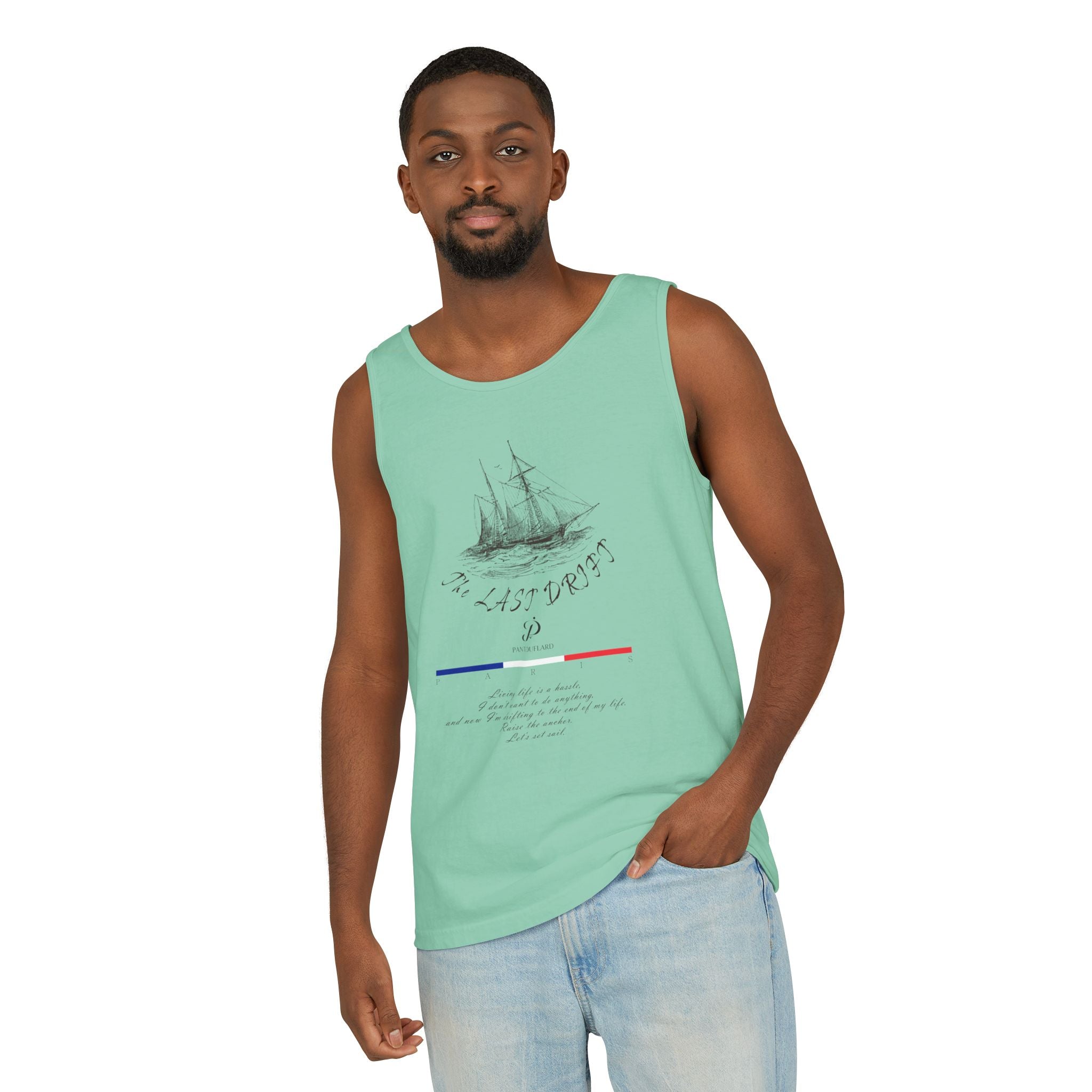 Unisex White Last Drift Cotton Garment-Dyed Tank Top