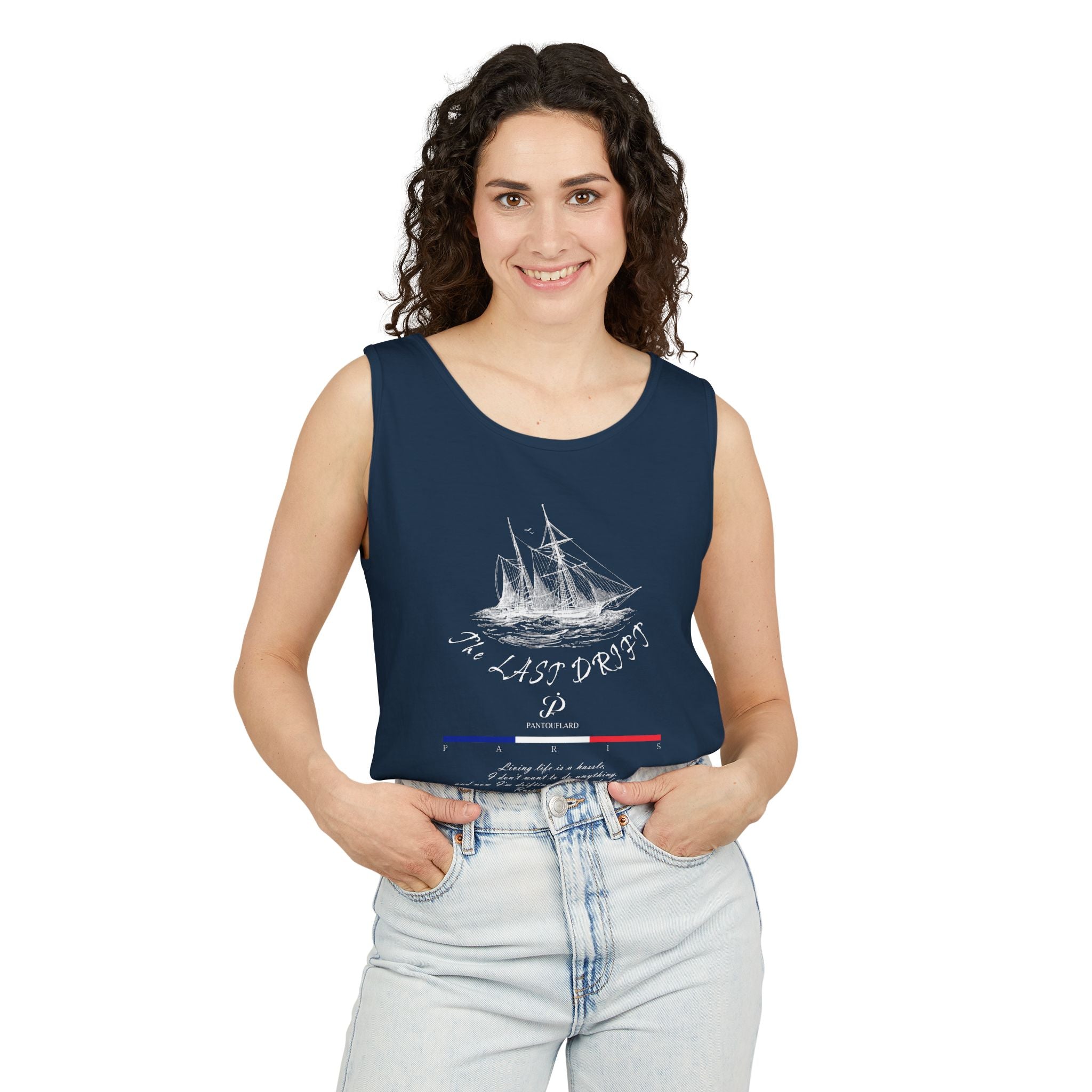 Unisex Black Last Drift Cotton Garment-Dyed Tank Top