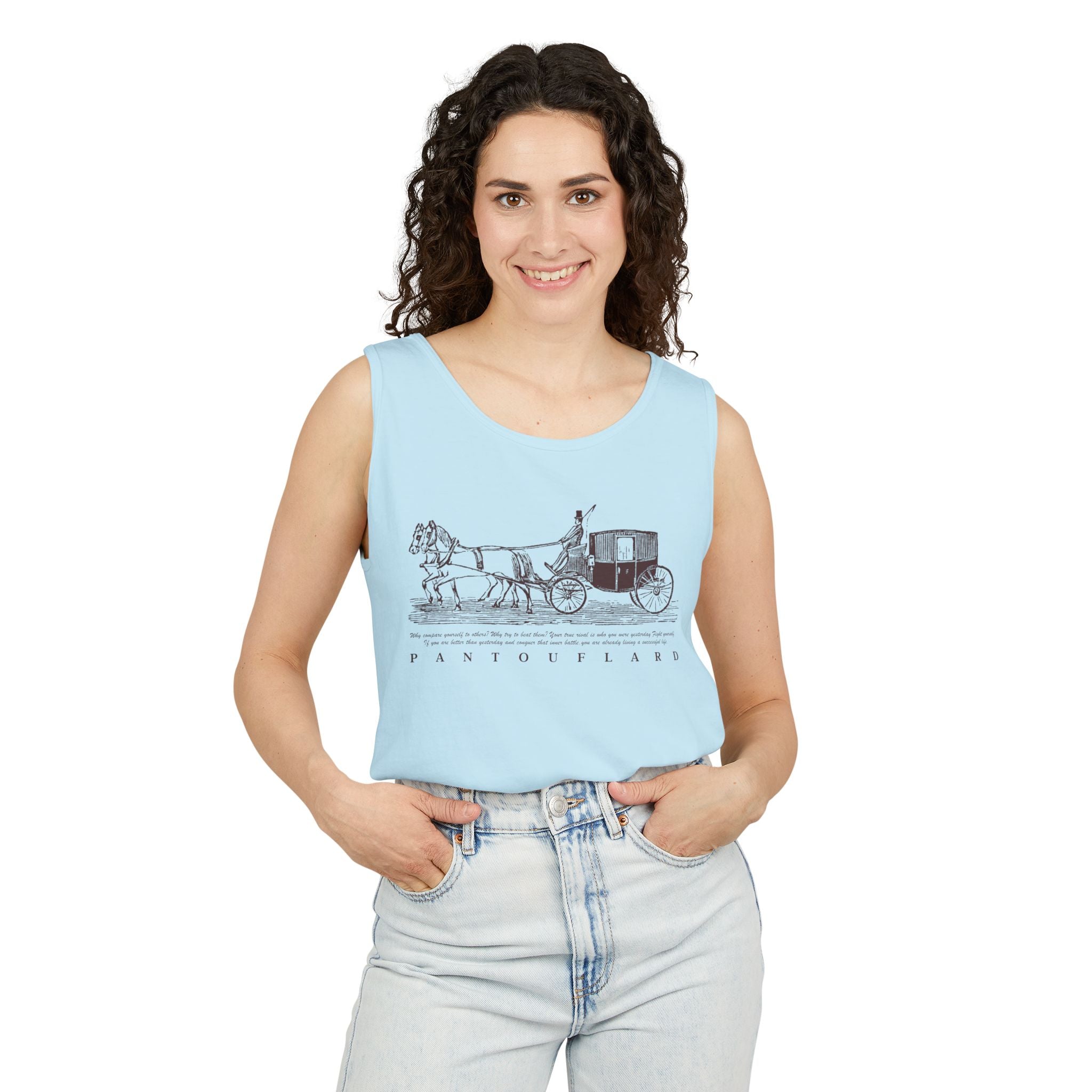 Unisex Brick Red Pantouflard Carriage Cotton Garment-Dyed Tank Top