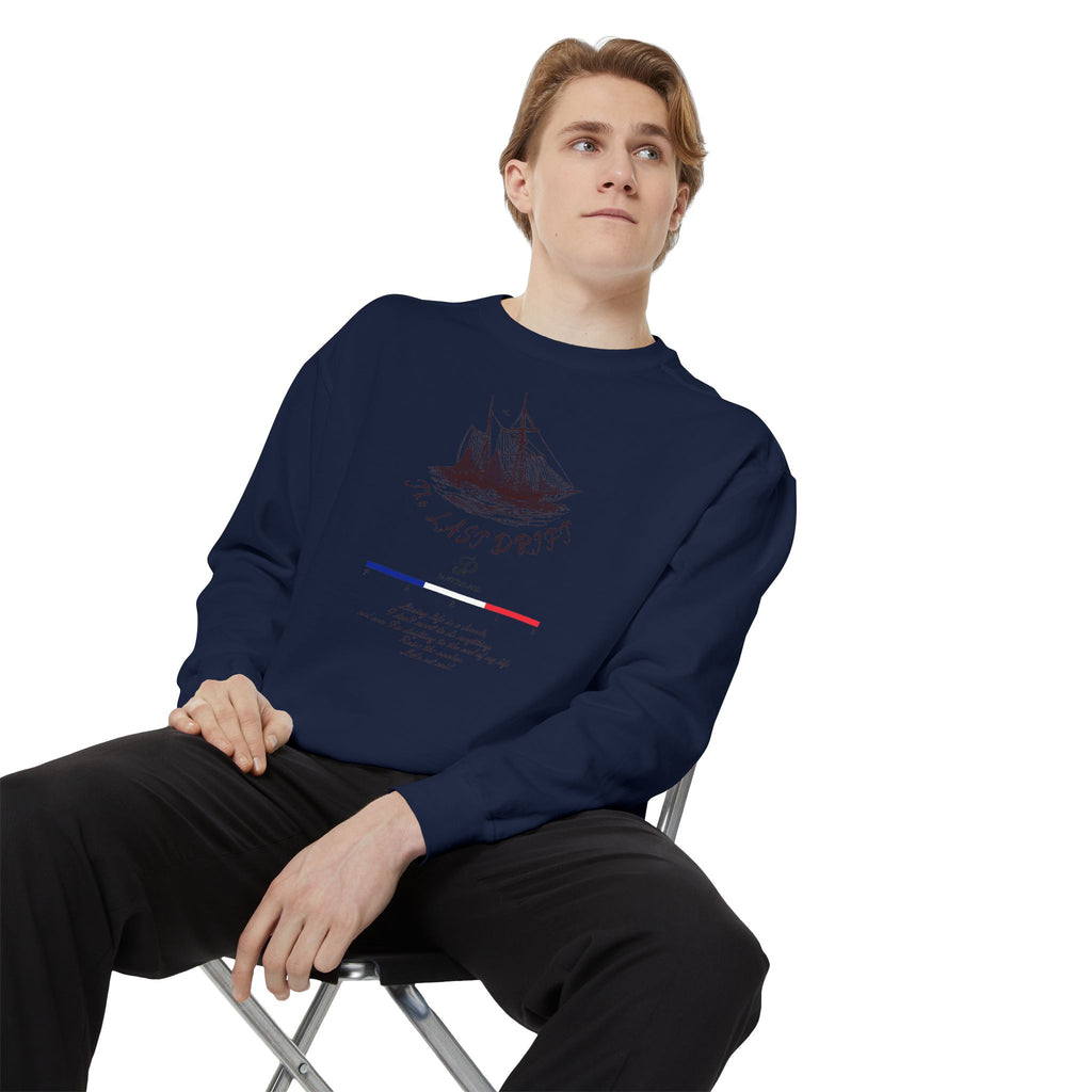 Unisex White Vintage Ship Graphic Cotton Blend Sweatshirt