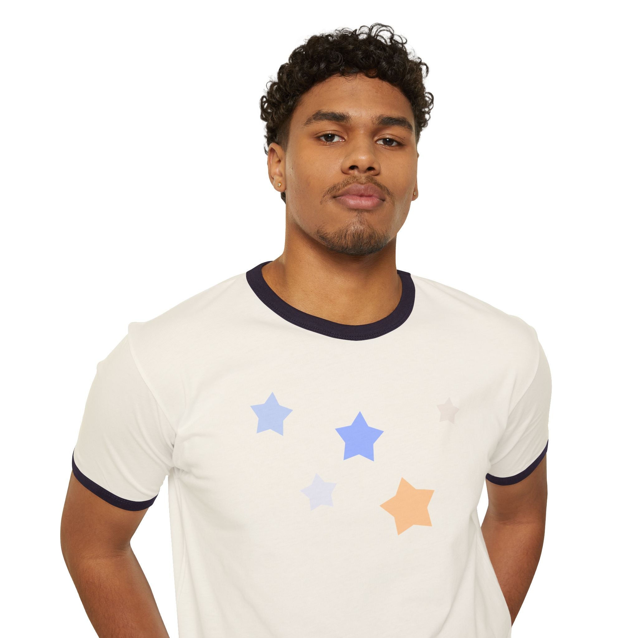Cassiopeia Constellation Graphic Ringer T-Shirt - W-Shape Astronomy Cotton Tee