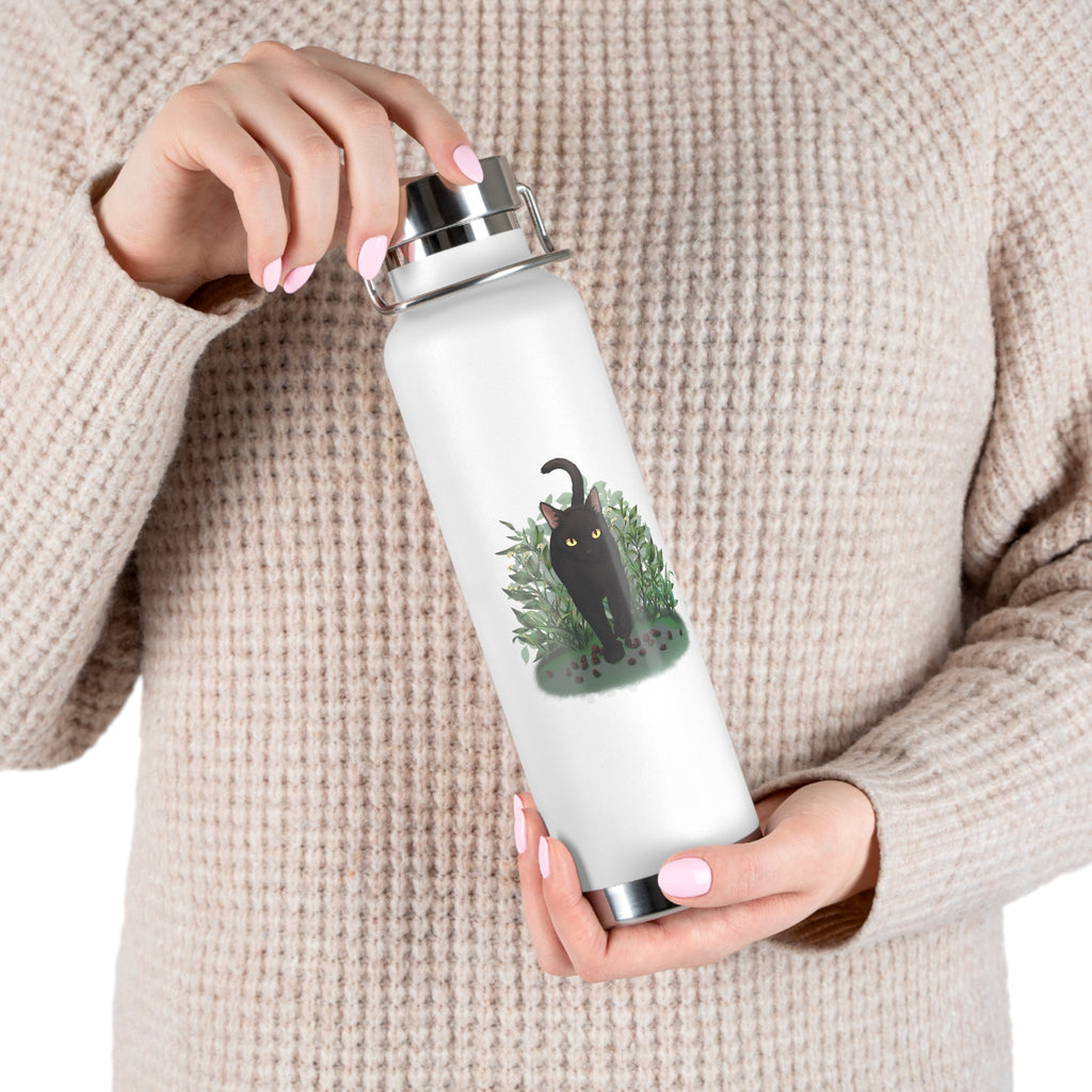 Black Mysterious Black Cat in Bushes 22oz Copper Vacuum Insulated Bottle