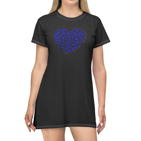 Dress T-Shirt Black color (Blue Heart)