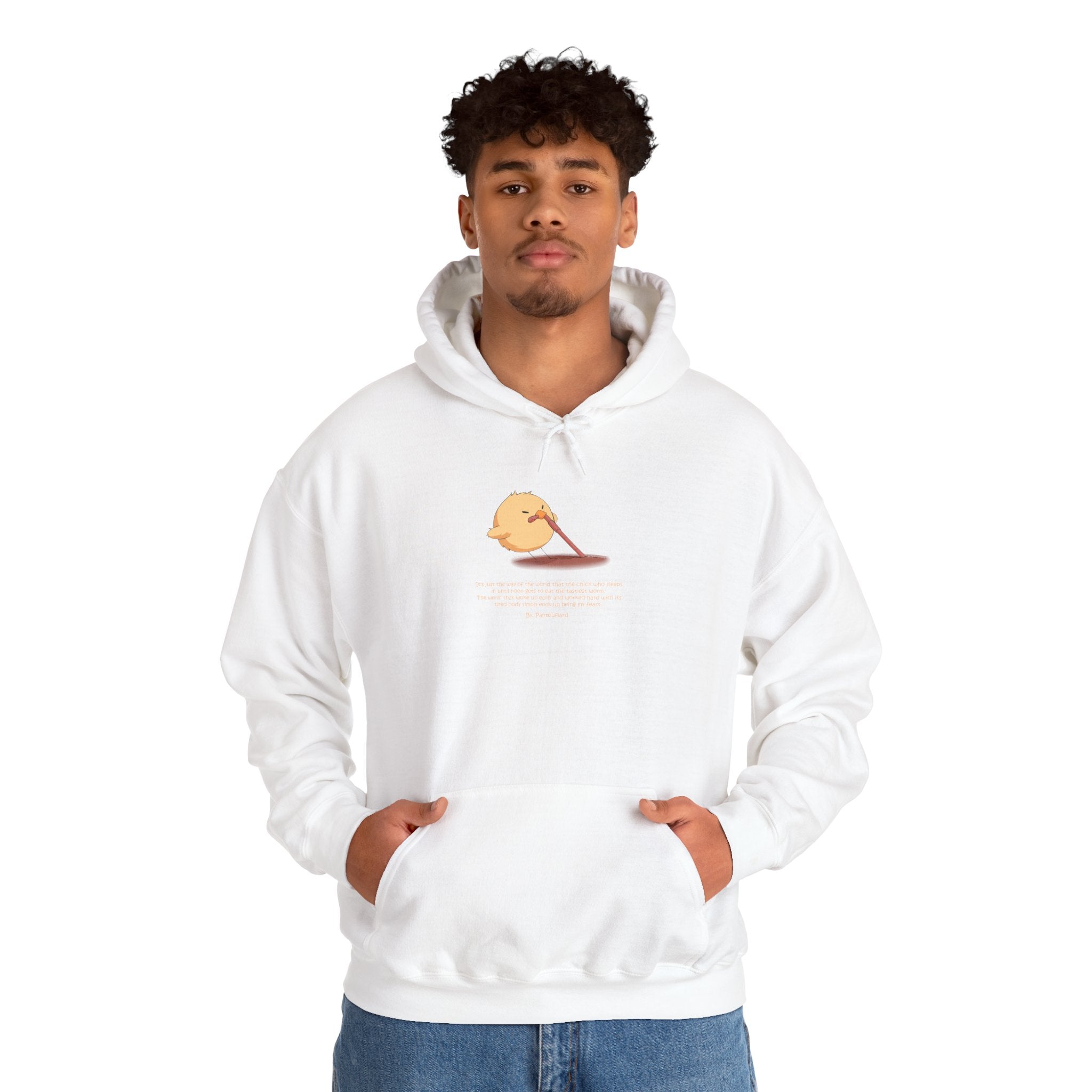 Kitsch Kawaii Chick & Worm Graphic Hoodie - The Quiet Victory (Aesthetic Streetwear Fleece)