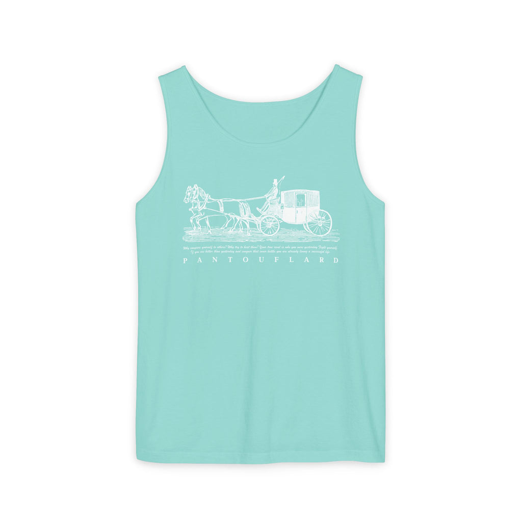 Unisex Black Pantouflard Carriage Cotton Garment-Dyed Tank Top