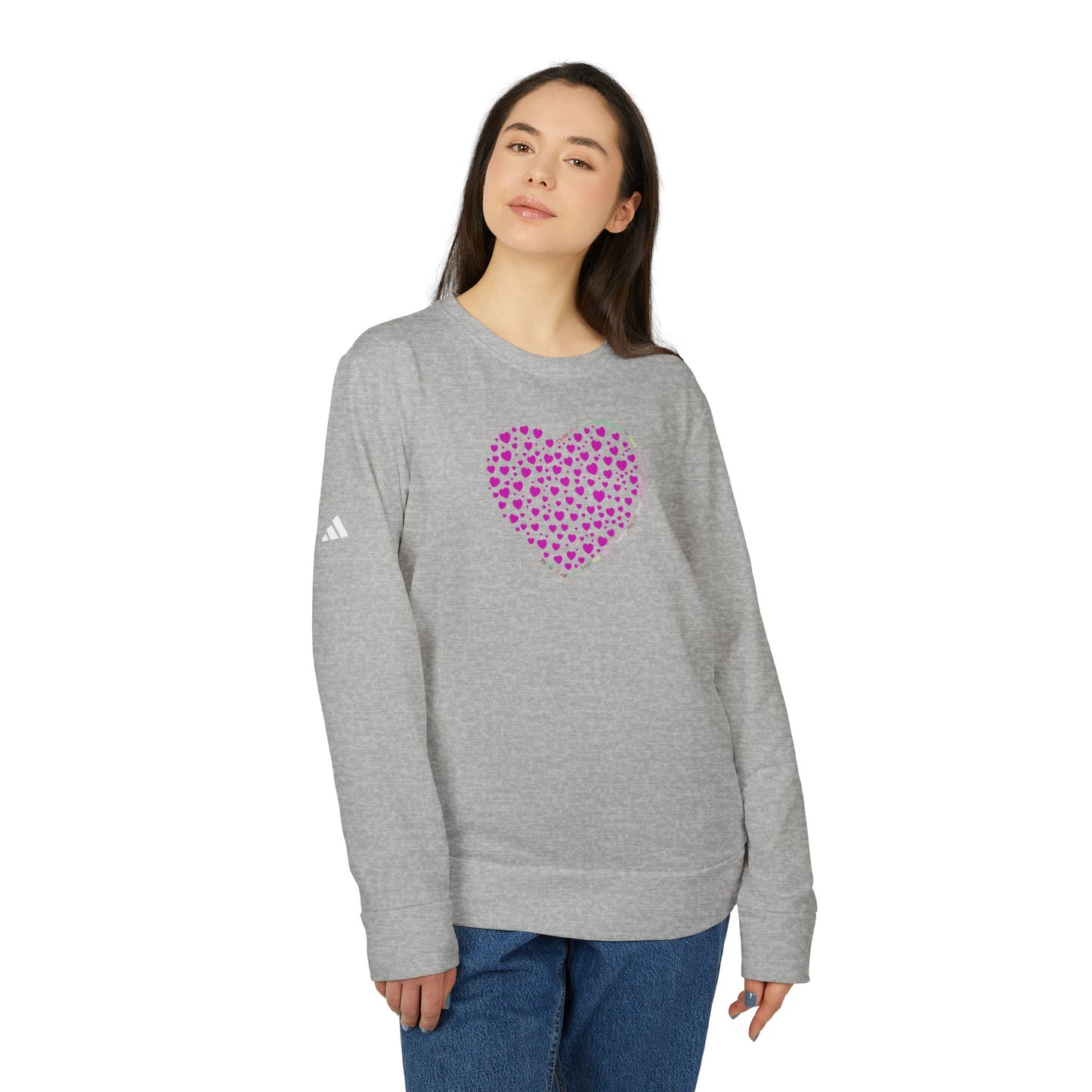 Adidas Unisex  Crewneck Sweatshirt with Pink Heart Design