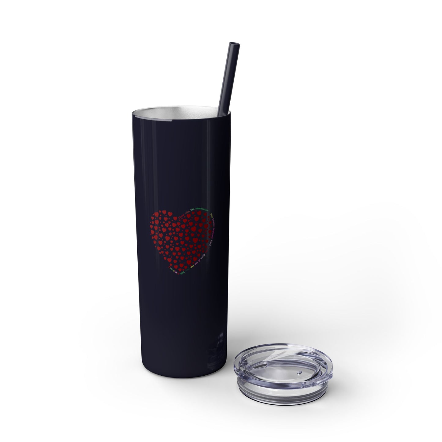 Red Heart Dot Skinny Tumbler | 20oz Reusable Travel Mug, Eco-Friendly Drinkware