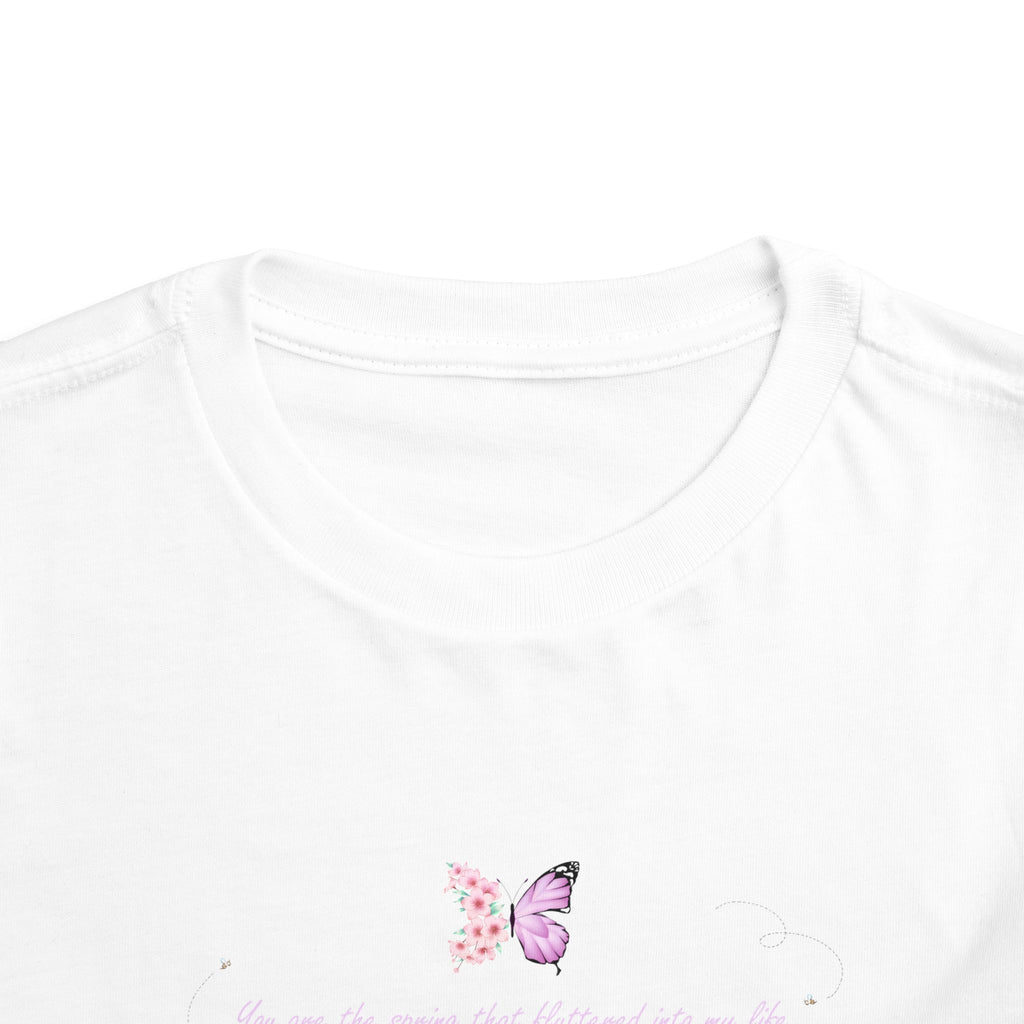 Toddler Yellow Floral Butterfly Spring Quote 100% Cotton Short Sleeve Tee