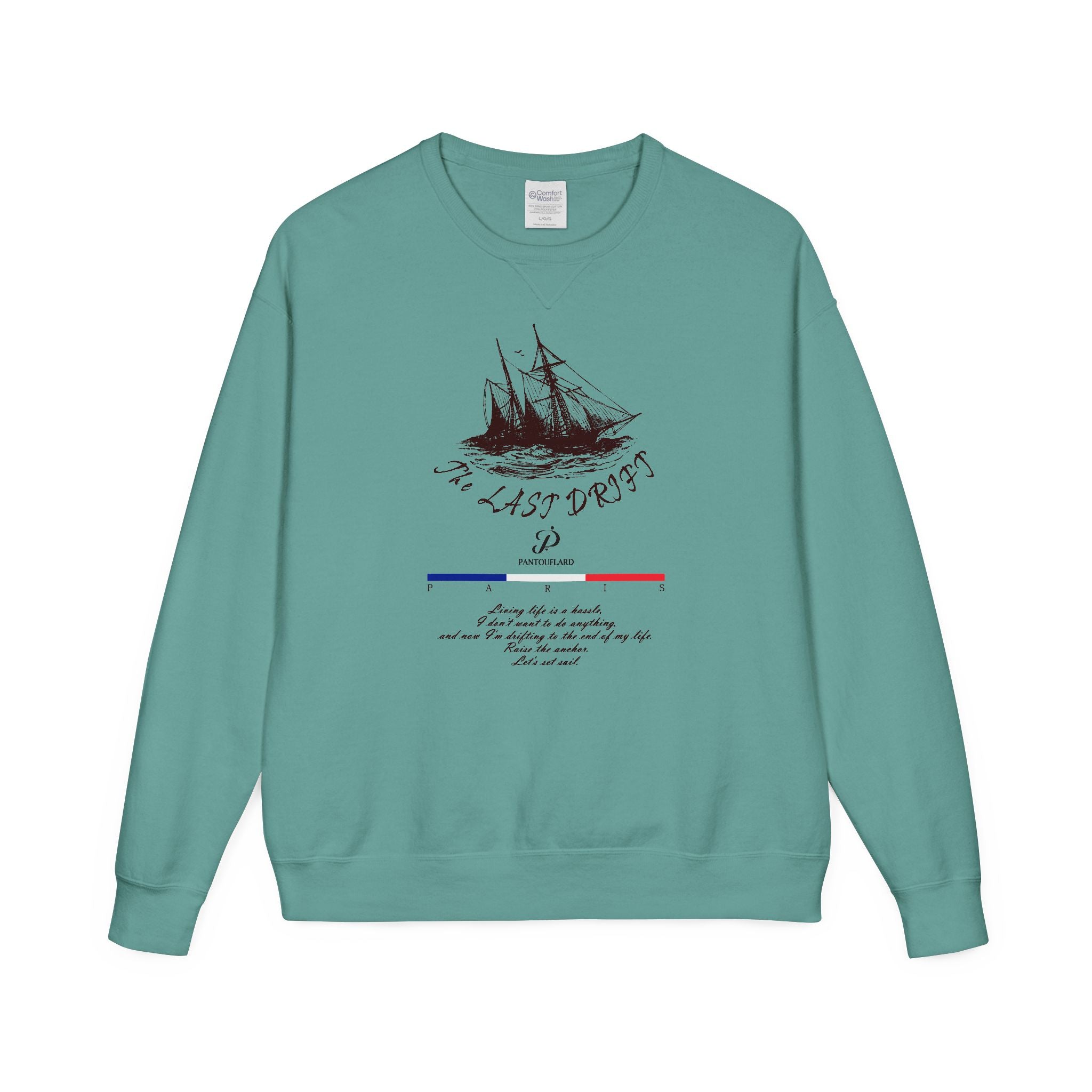 Old Money Nautical Heritage Crewneck - The Last Drift I (Paris Aesthetic Garment-Dyed Sweatshirt)