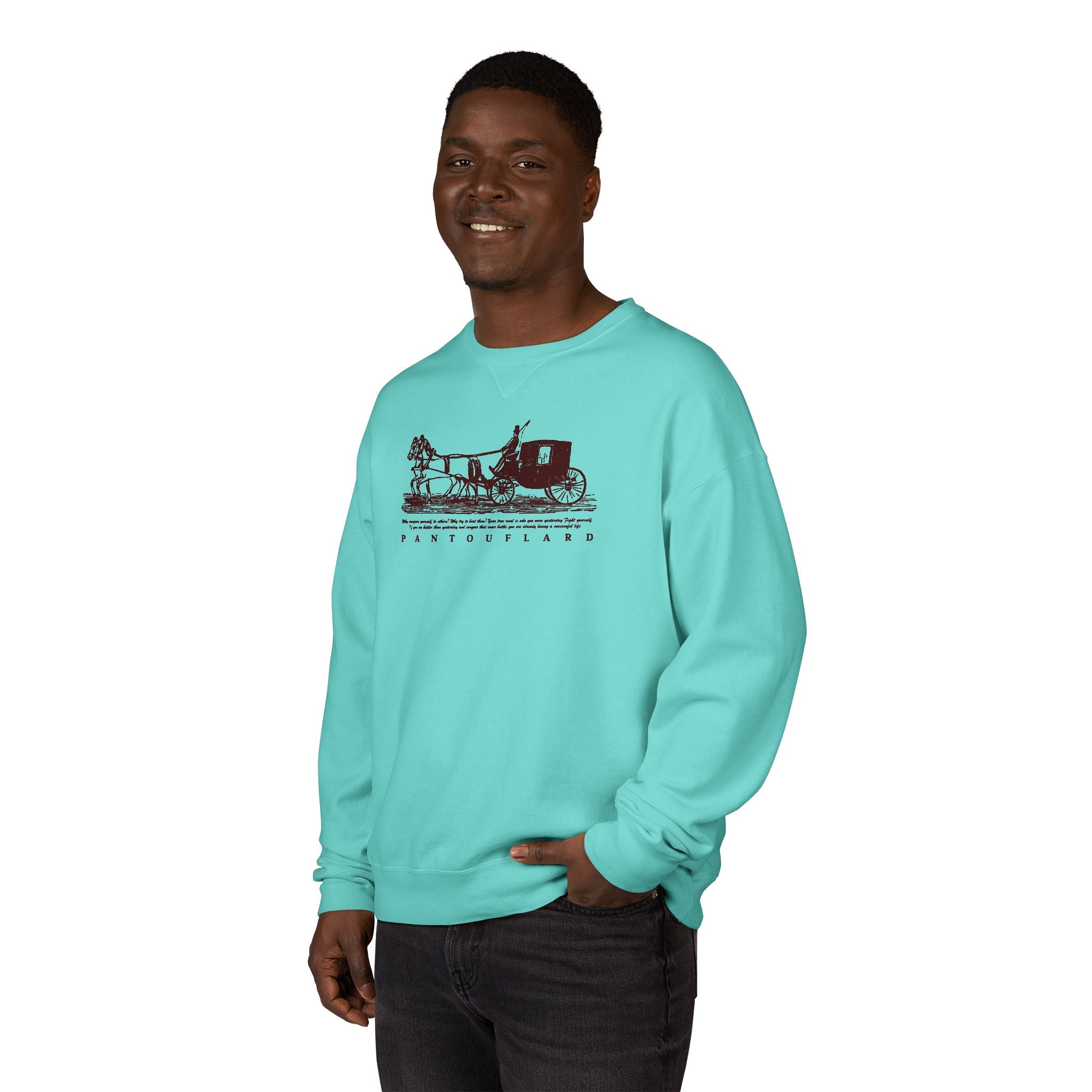 Old Money Equestrian Heritage Crewneck - The Nostalgic Journey I (Dark Academia Garment-Dyed Sweatshirt)