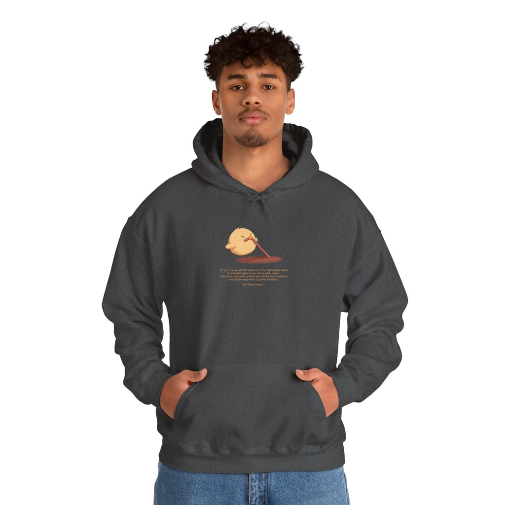 Kitsch Kawaii Chick & Worm Graphic Hoodie - The Quiet Victory (Aesthetic Streetwear Fleece)