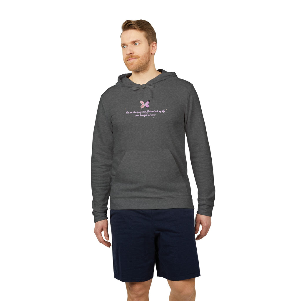 Unisex White Floral Butterfly Spring Quote BCI Cotton Adidas Hoodie
