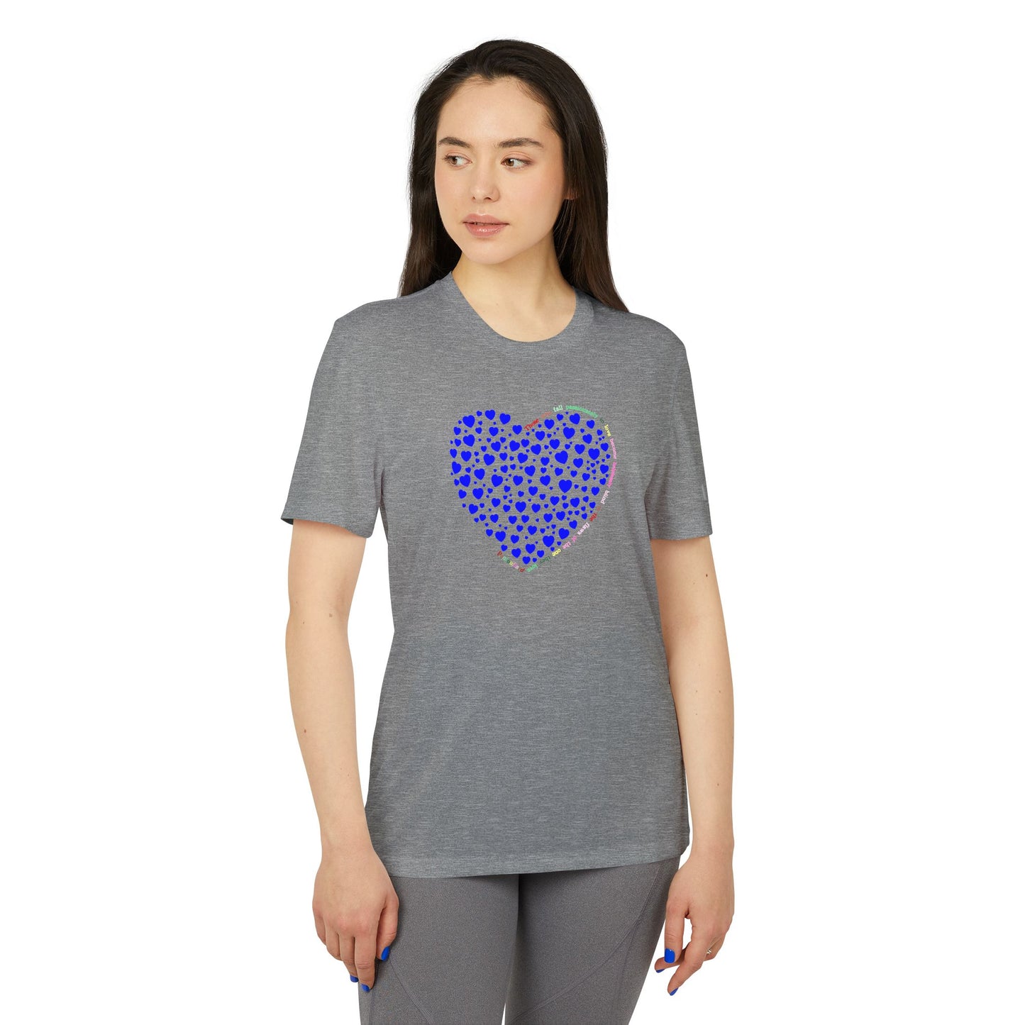Adidas Unisex Sport T-Shirt with Blue Heart Design